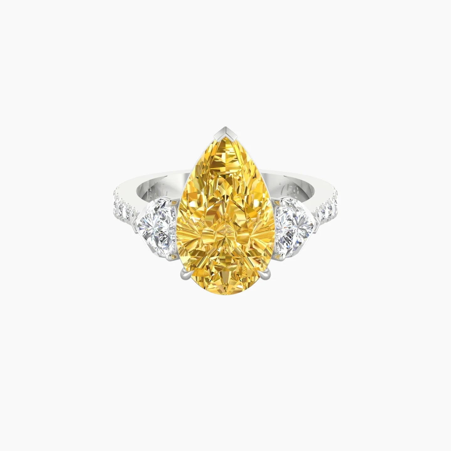 Simple Heart Trilogy with Reverse Shank | 18k White Gold 5 ct Pear Cut Ring