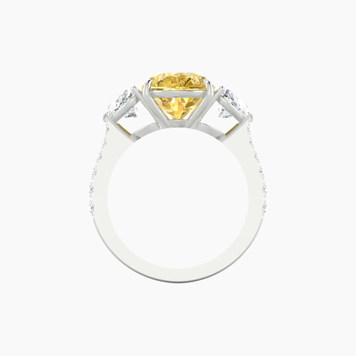 Simple Heart Trilogy with Reverse Shank | 18k White Gold 5 ct Pear Cut Ring