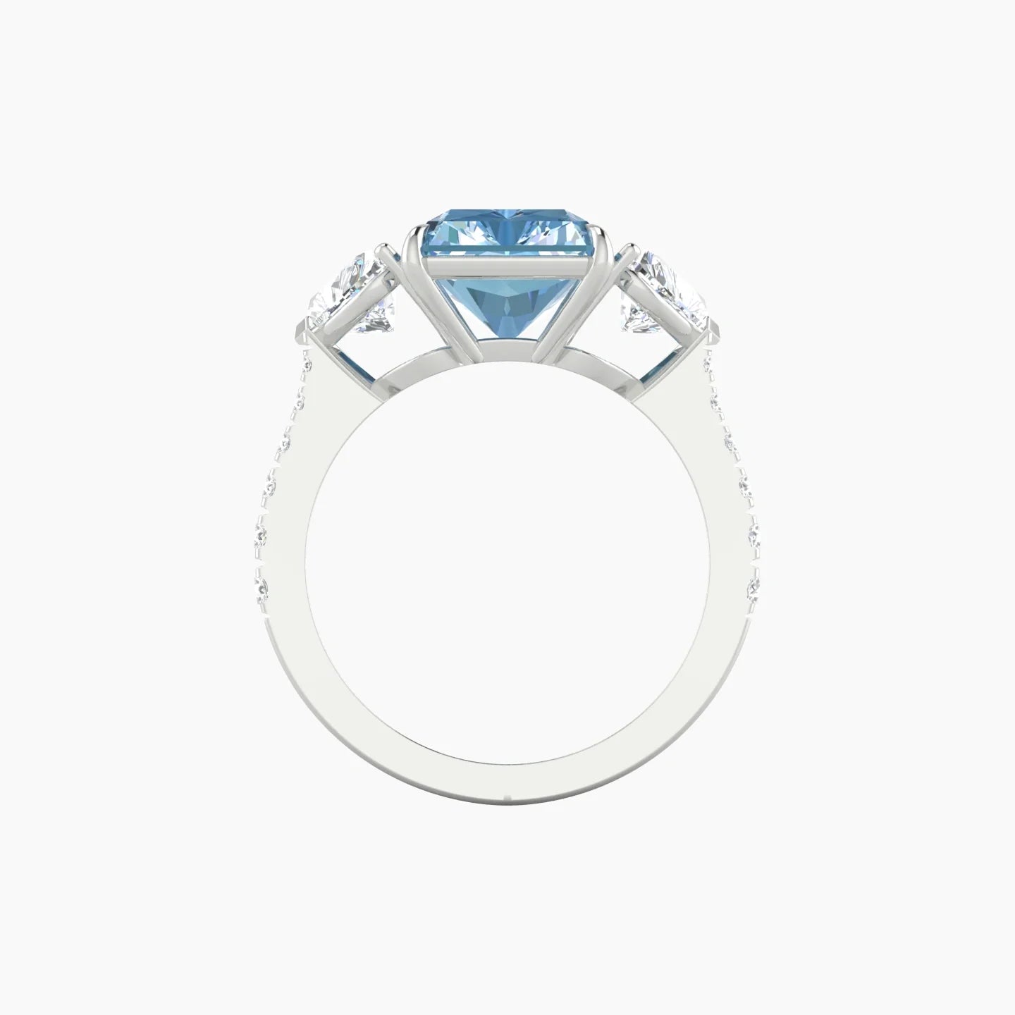 Simple Heart Trilogy with Reverse Shank | 18k White Gold 5 ct Radiant Cut Ring