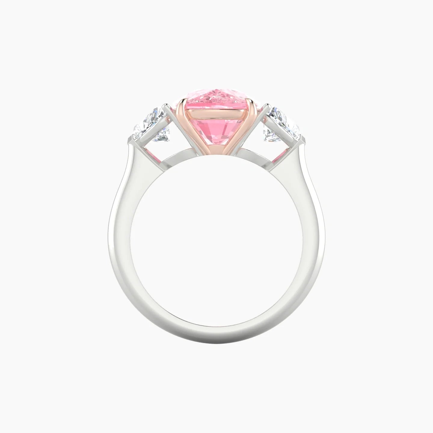 Simple Heart Trilogy | 18k White & Rose Gold 5 ct Cushion Cut Ring