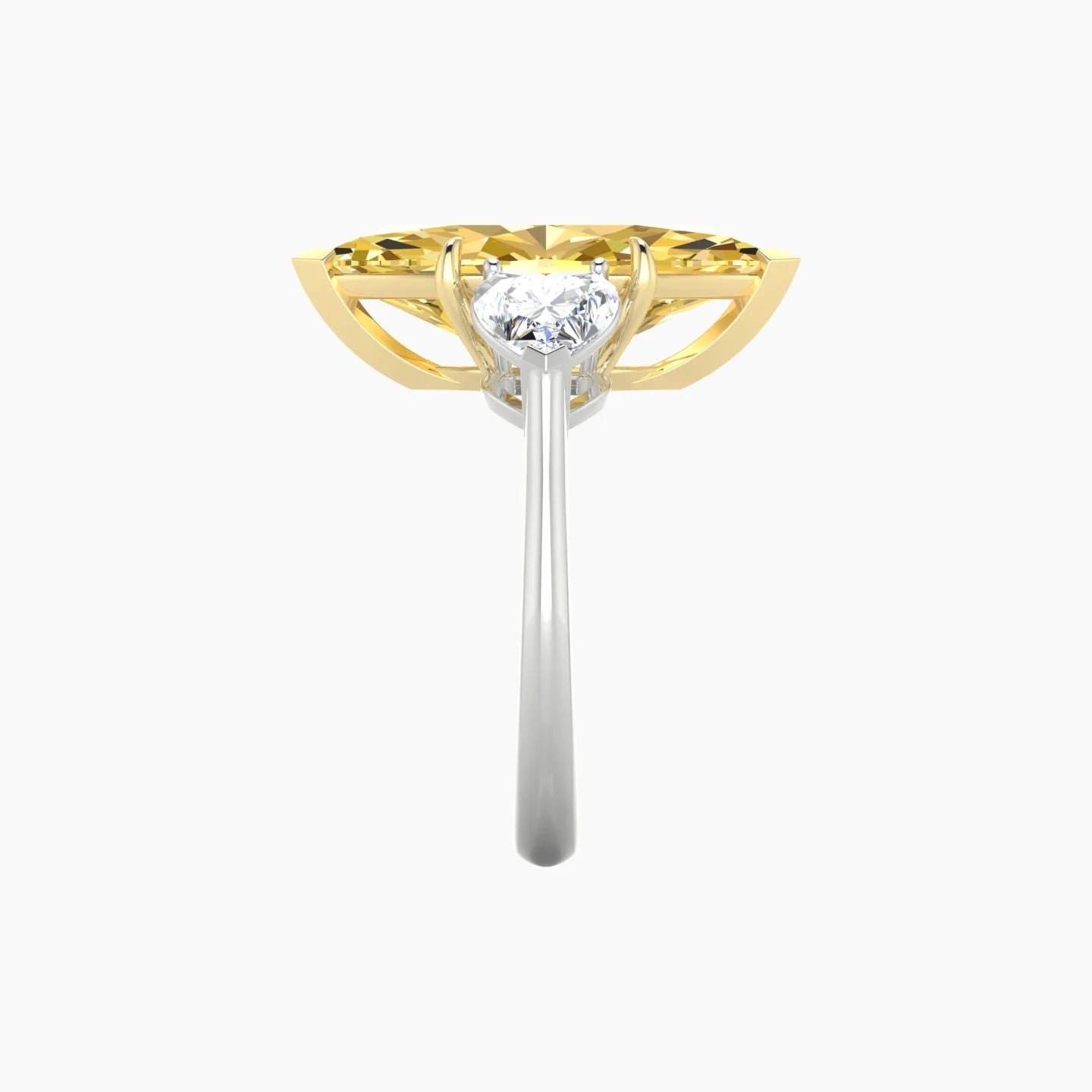 Simple Heart Trilogy | 18k White & Yellow Gold 5 ct Marquise Cut Ring