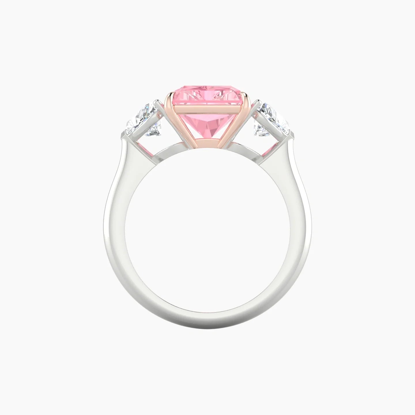 Simple Heart Trilogy | 18k White & Rose Gold 5 ct Radiant Cut Ring