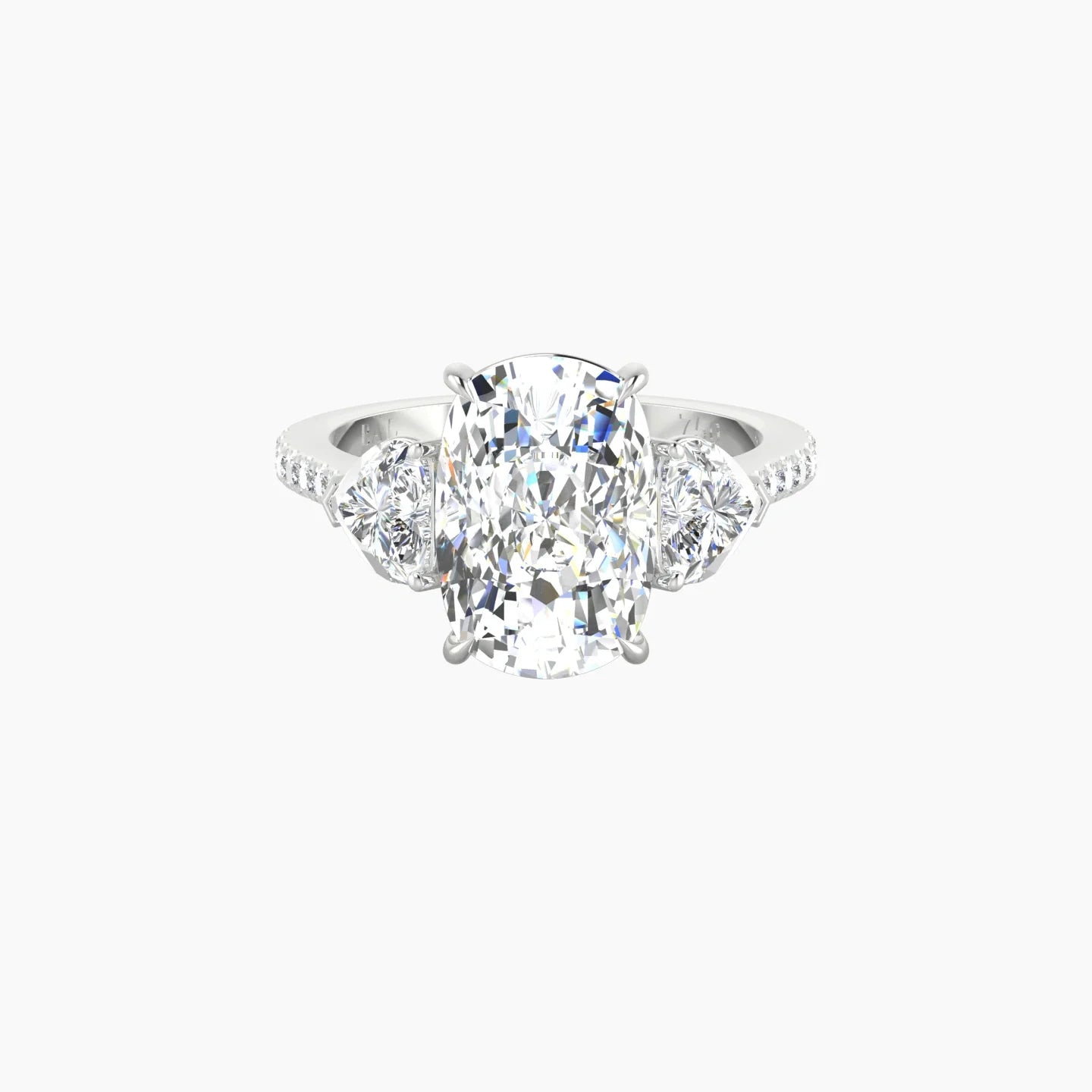 Simple Heart Trilogy with Straight Shank | 18k White Gold 5 ct Cushion Cut Ring