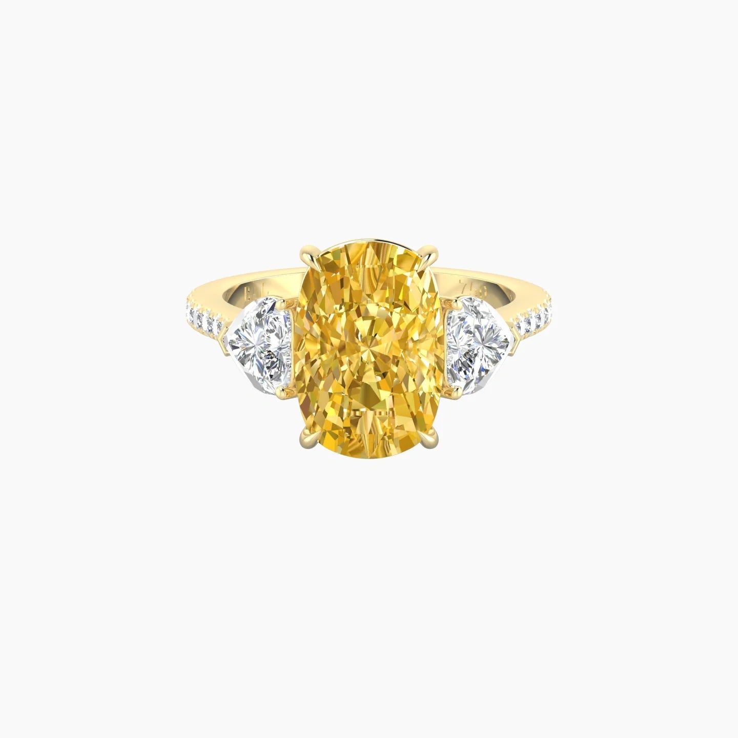 Simple Heart Trilogy with Straight Shank | 18k Yellow Gold 5 ct Cushion Cut Ring