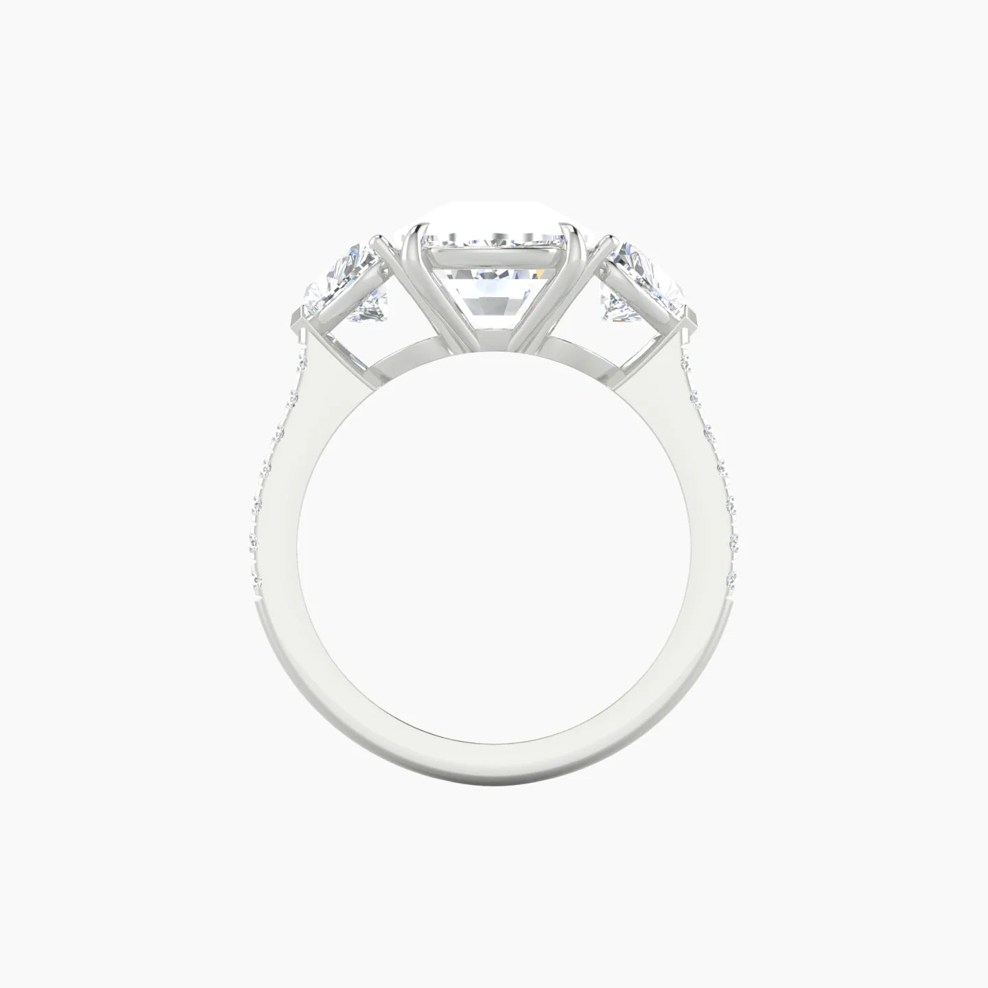 Simple Heart Trilogy with Straight Shank | 18k White Gold 5 ct Cushion Cut Ring