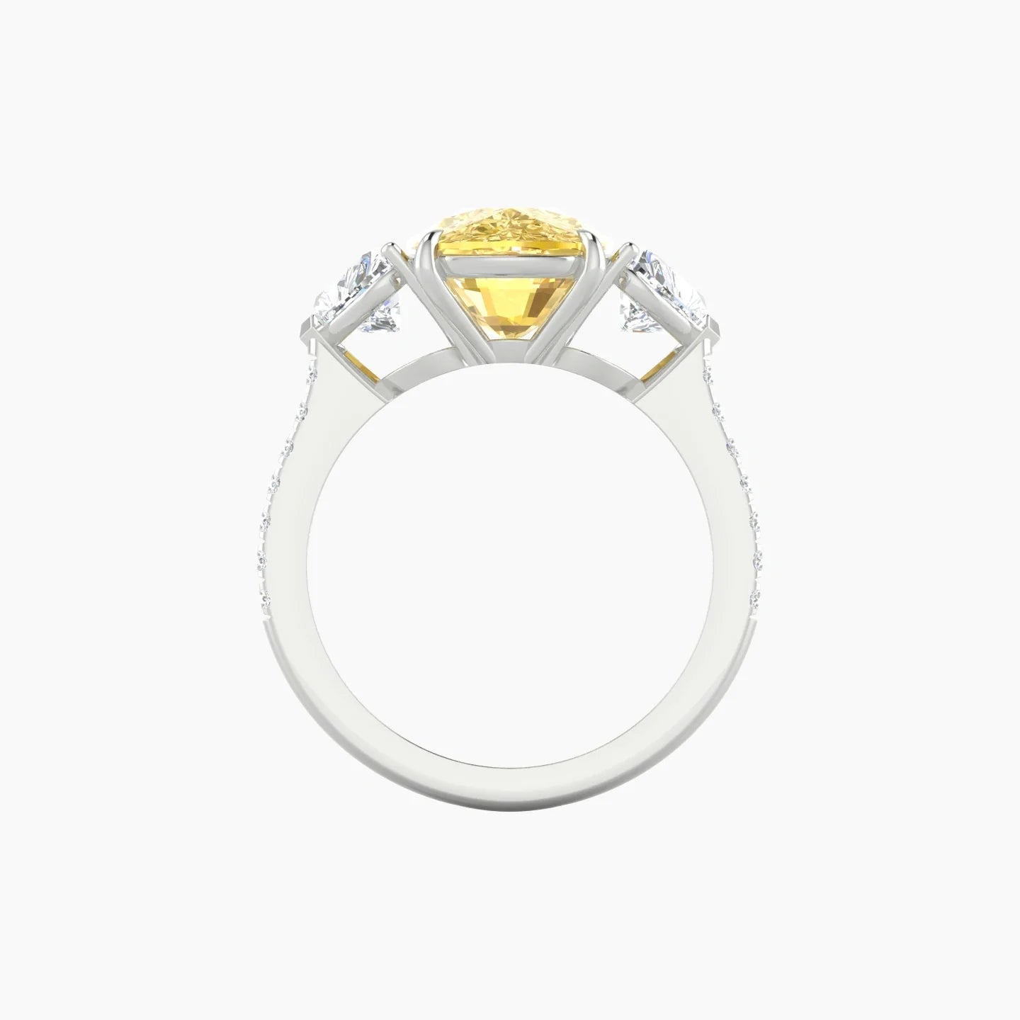 Simple Heart Trilogy with Straight Shank | 18k White Gold 5 ct Cushion Cut Ring