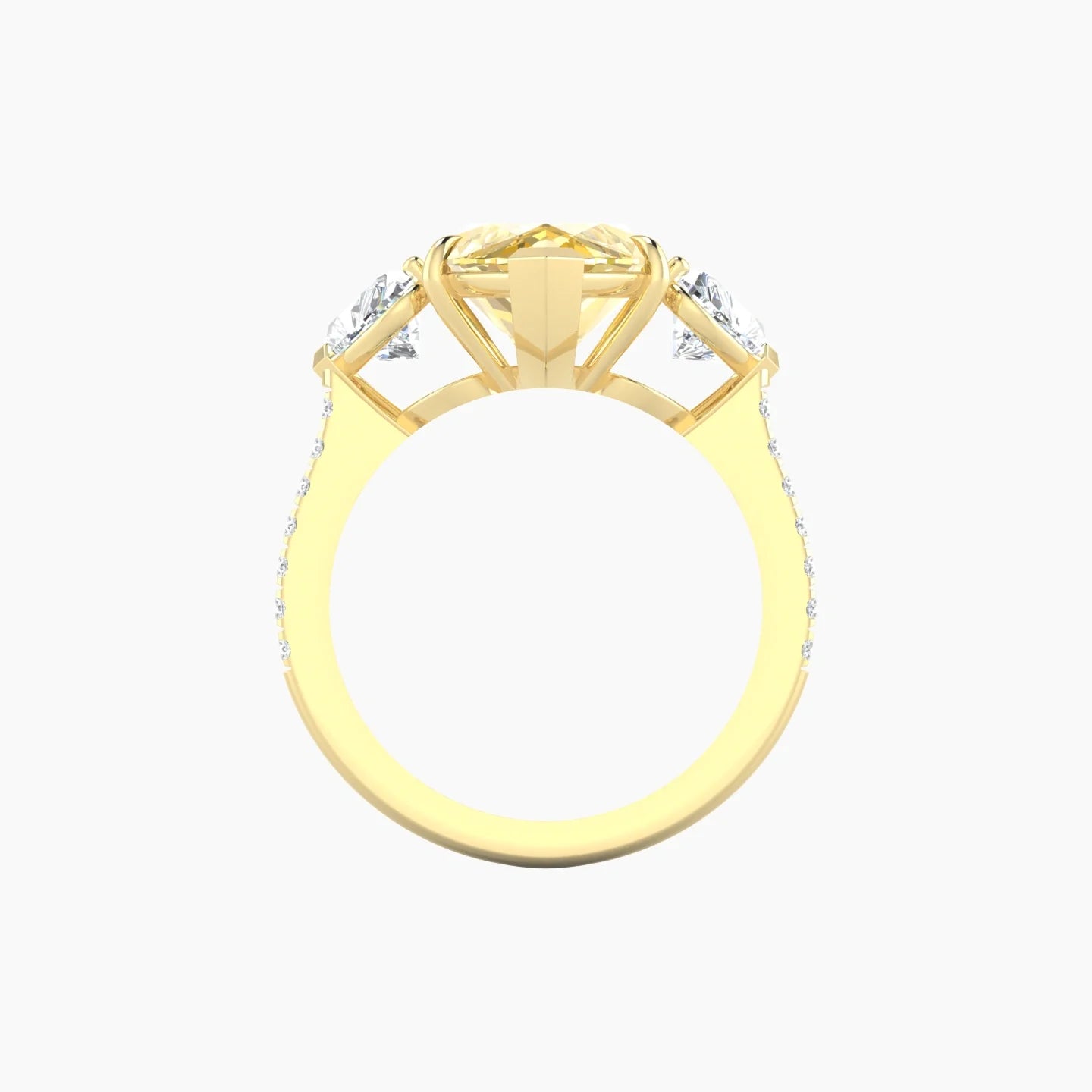 Simple Heart Trilogy with Straight Shank | 18k Yellow Gold 5 ct Marquise Cut Ring