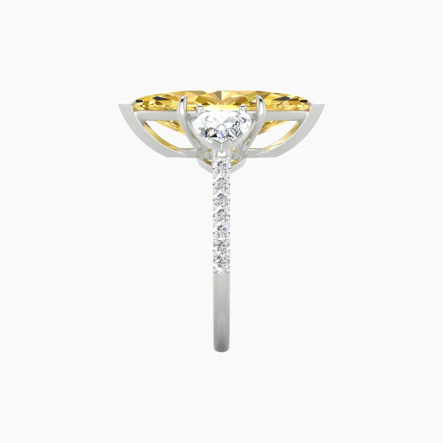 Simple Heart Trilogy with Straight Shank | 18k White Gold 5 ct Marquise Cut Ring