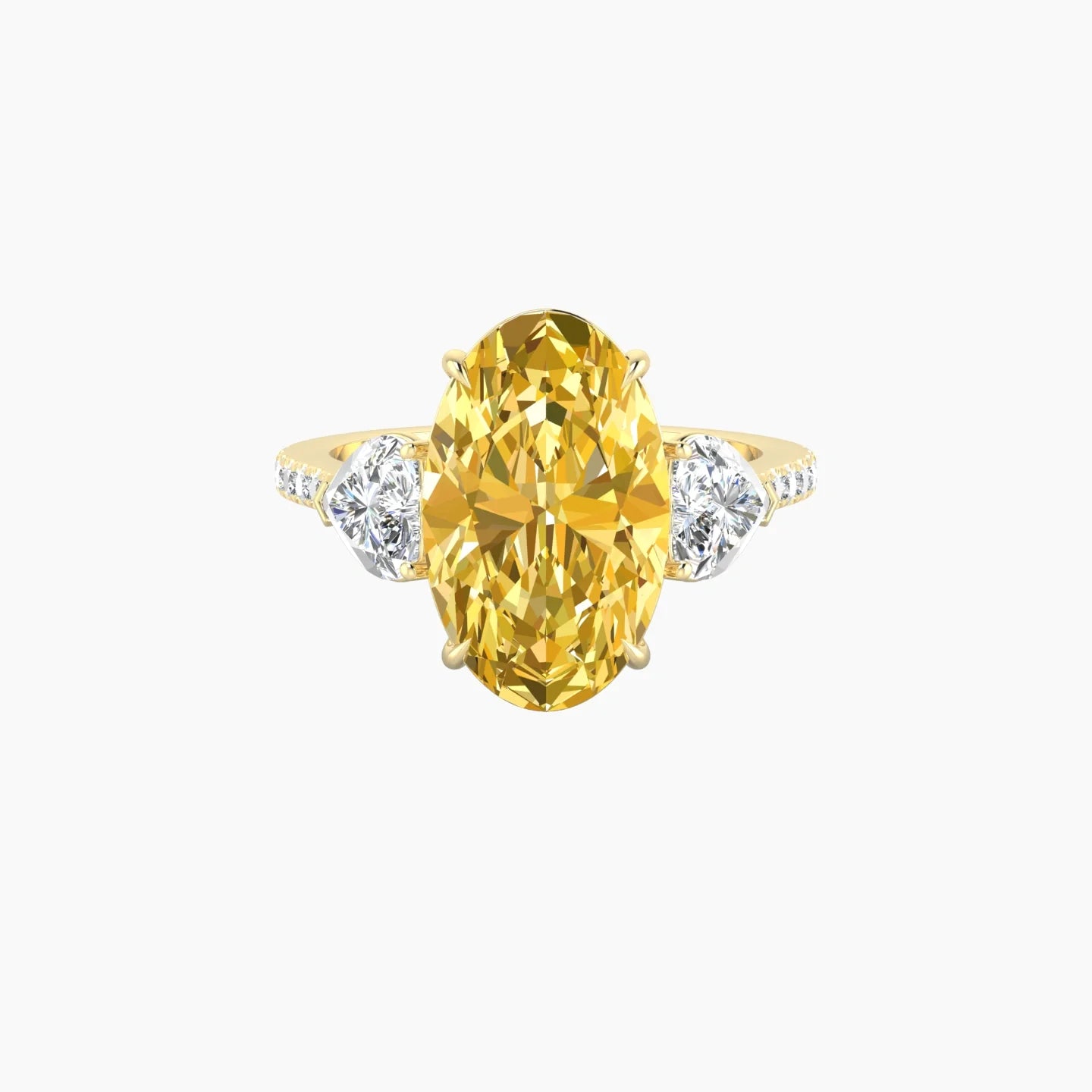 Simple Heart Trilogy with Straight Shank | 18k Yellow Gold 5 ct Oval Cut Ring