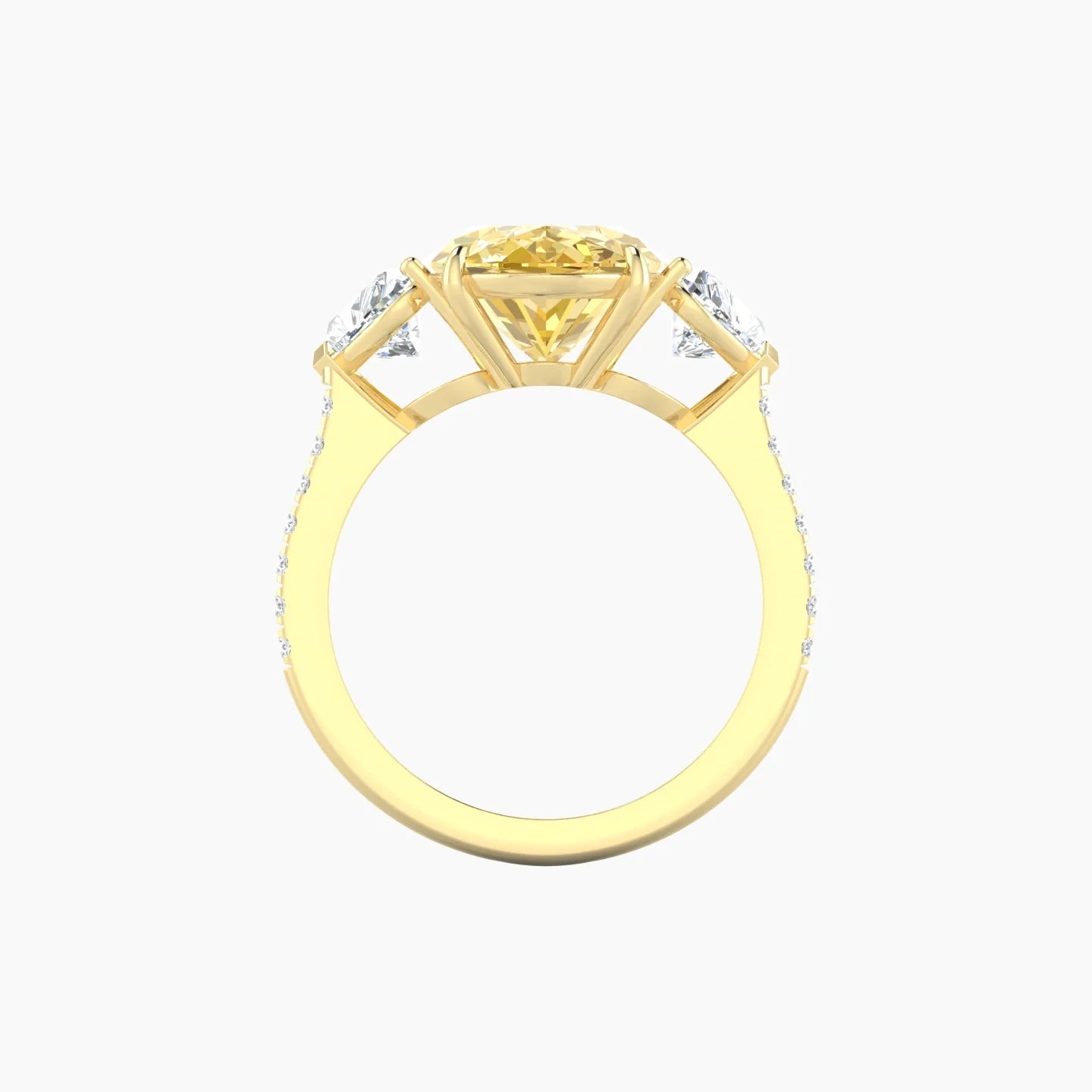 Simple Heart Trilogy with Straight Shank | 18k Yellow Gold 5 ct Oval Cut Ring