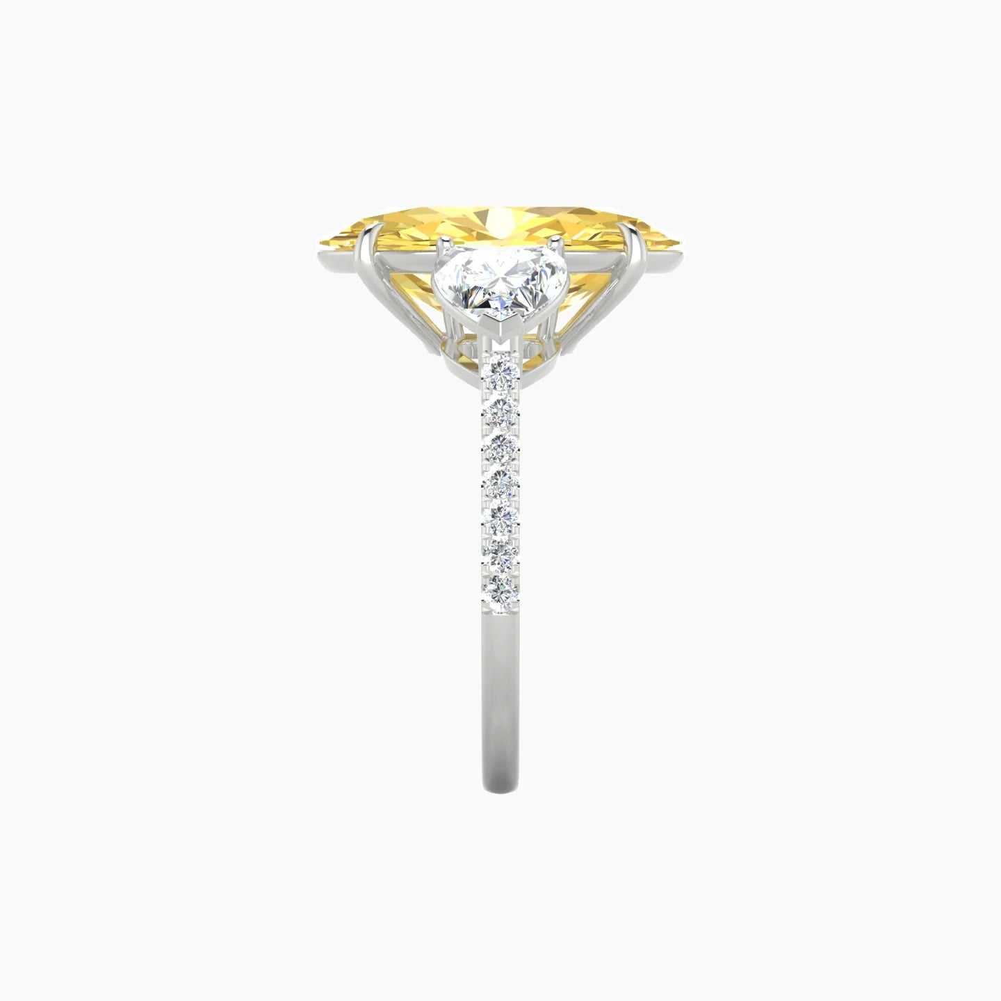 Simple Heart Trilogy with Straight Shank | 18k White Gold 5 ct Oval Cut Ring