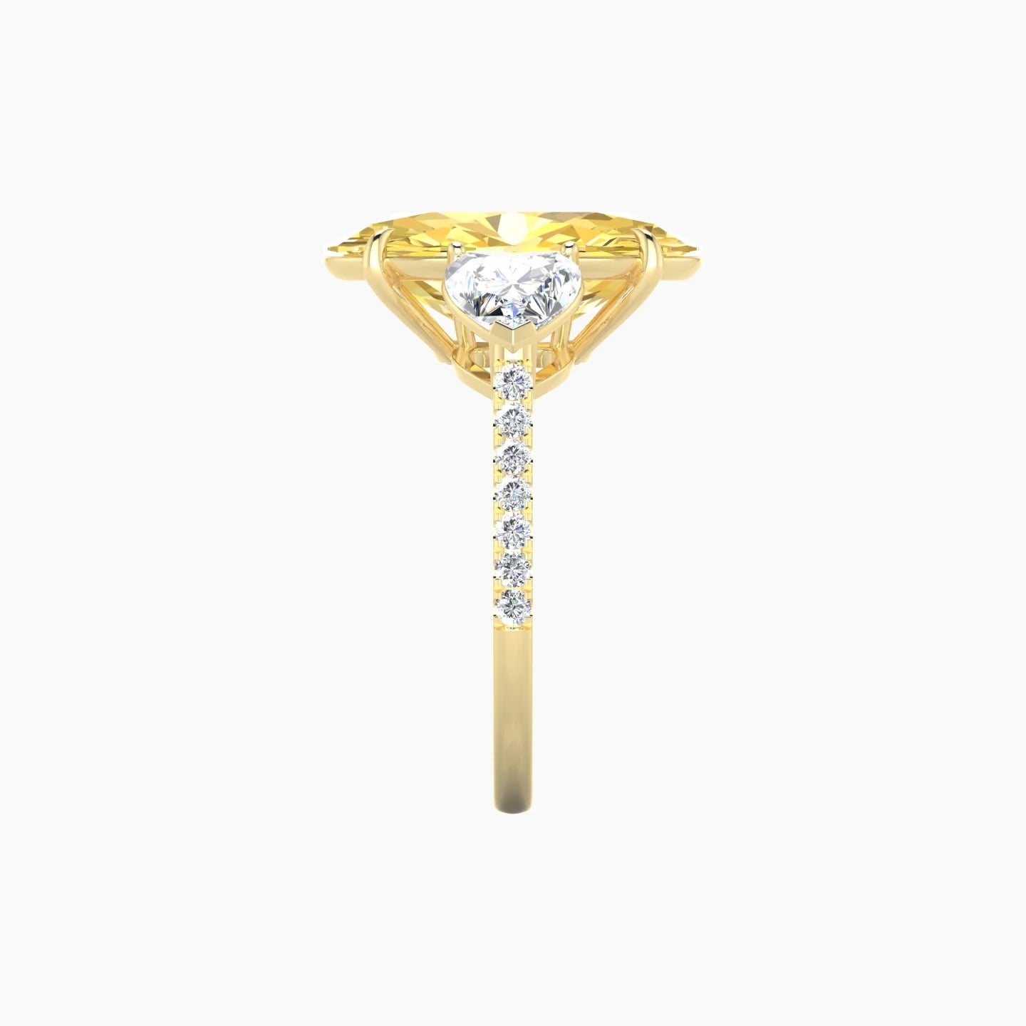 Simple Heart Trilogy with Straight Shank | 18k Yellow Gold 5 ct Oval Cut Ring