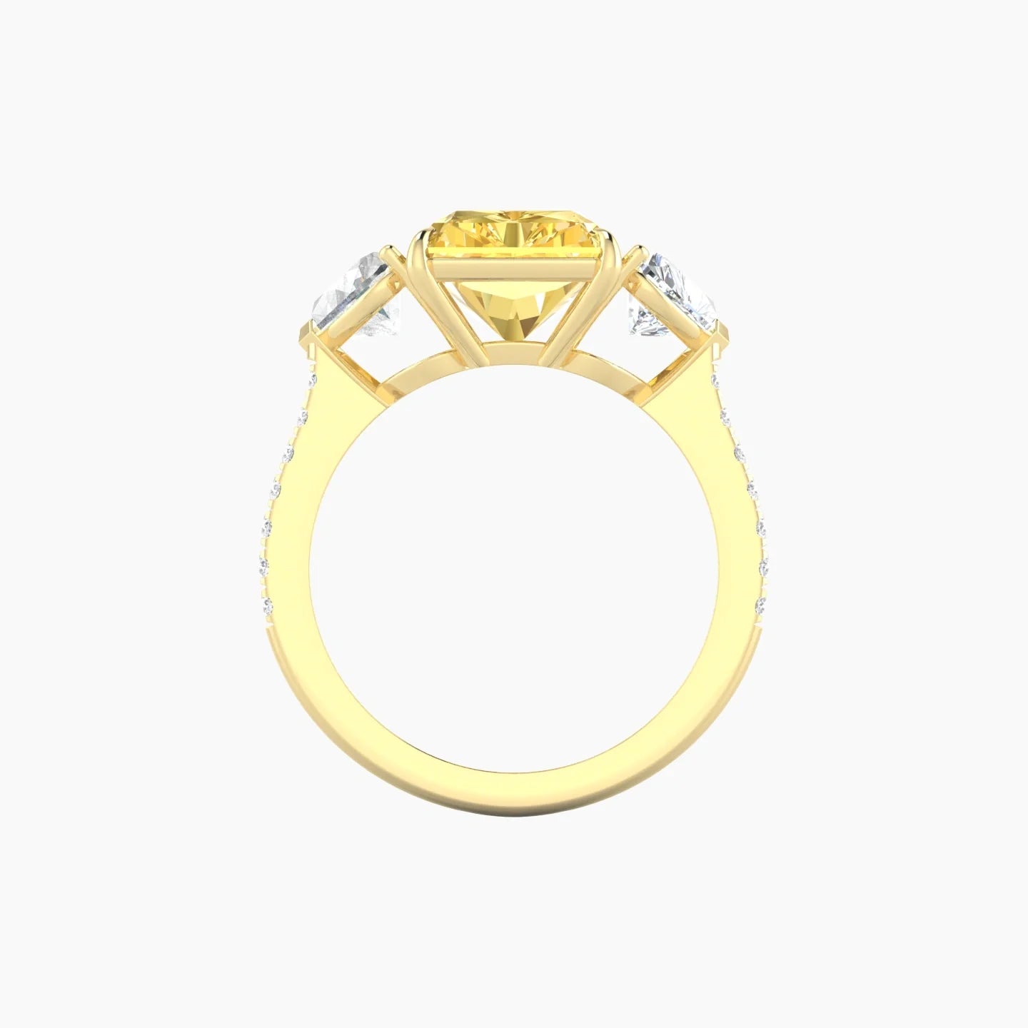 Simple Heart Trilogy with Straight Shank | 18k Yellow Gold 5 ct Radiant Cut Ring