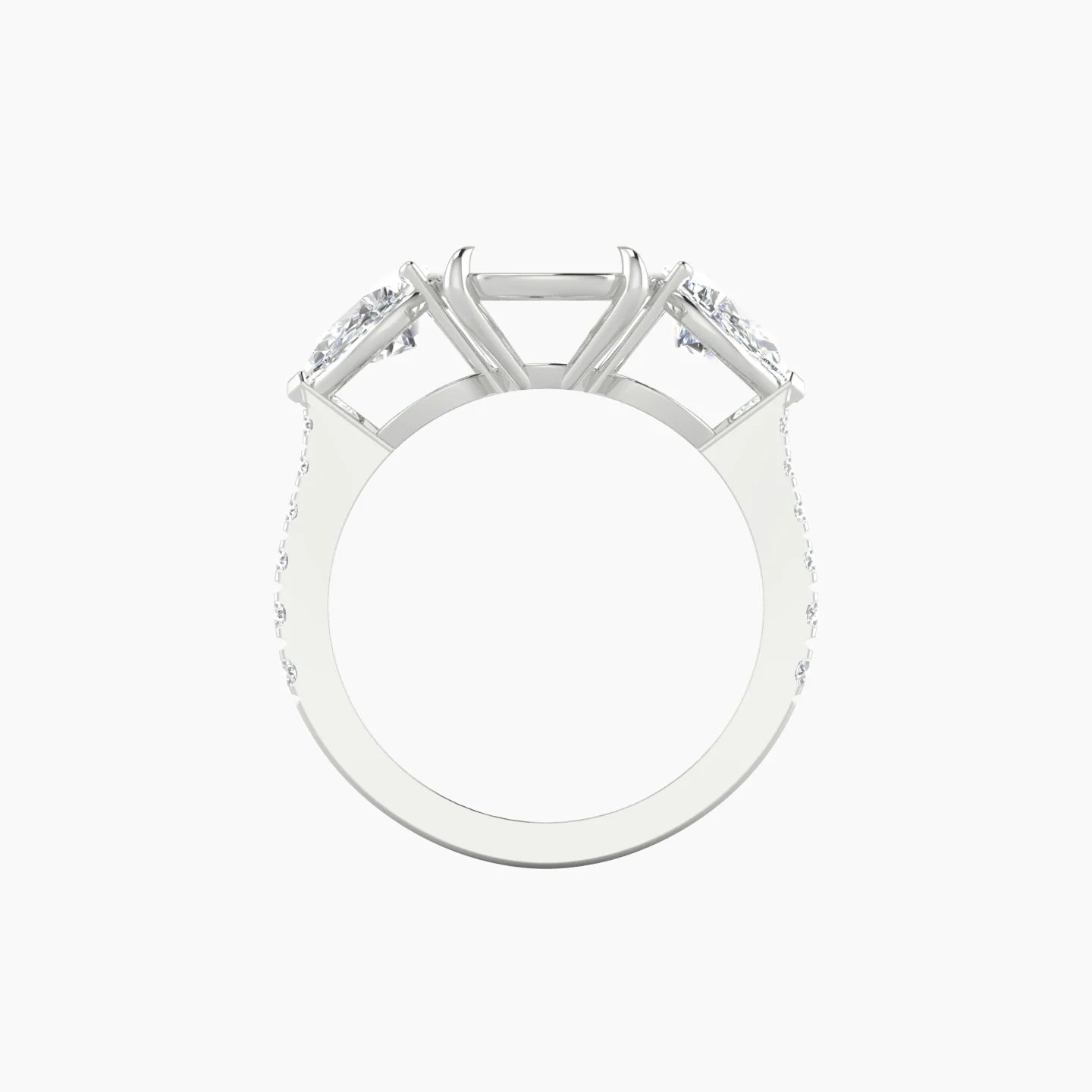 Simple Pear Trilogy with Reverse Shank | 18k White Gold 5-7.99 ct Cushion Cut Ring Setting