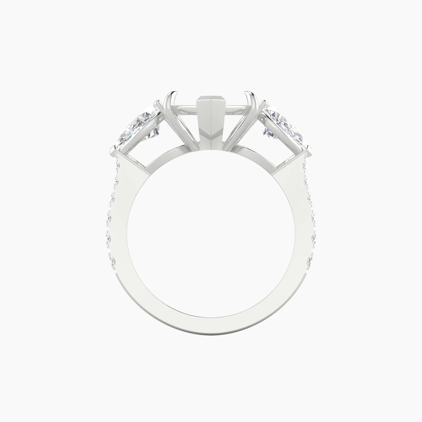 Simple Pear Trilogy with Reverse Shank | 18k White Gold 5-7.99 ct Marquise Cut Ring Setting