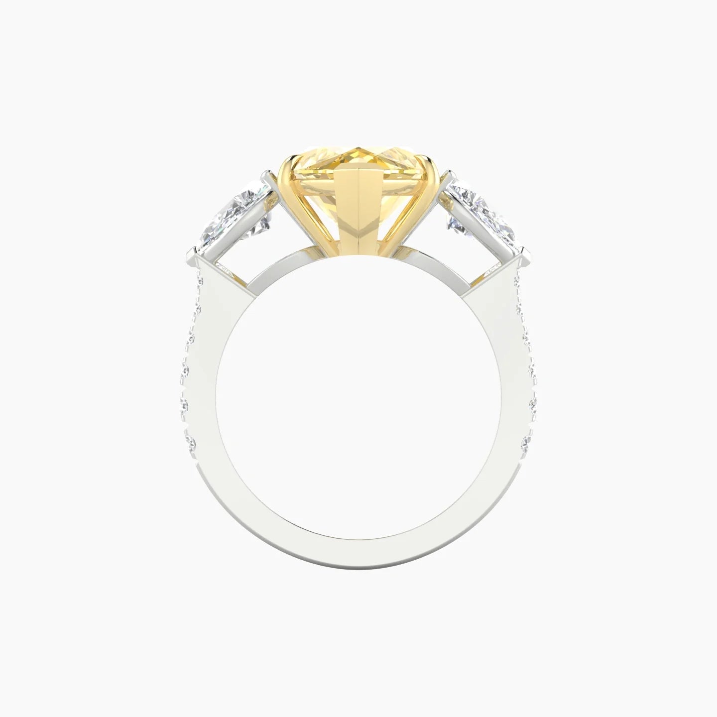 Simple Pear Trilogy with Reverse Shank | 18k White & Yellow Gold 5 ct Marquise Cut Ring