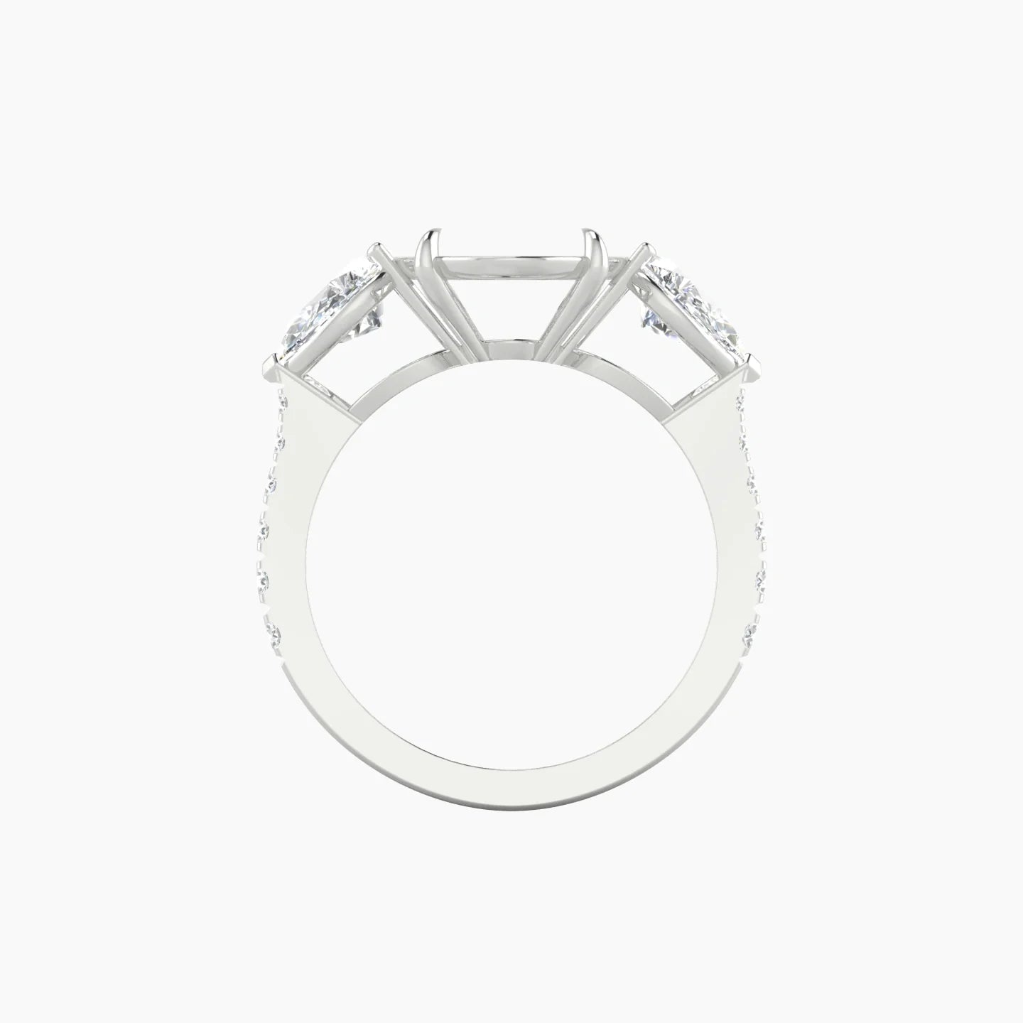 Simple Pear Trilogy with Reverse Shank | 18k White Gold 5-7.99 ct Oval Cut Ring Setting