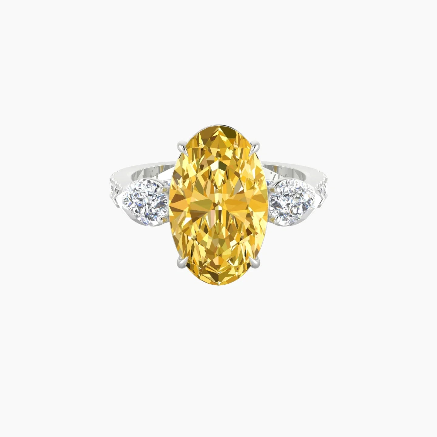 Simple Pear Trilogy with Reverse Shank | 18k White Gold 5 ct Oval Cut Ring