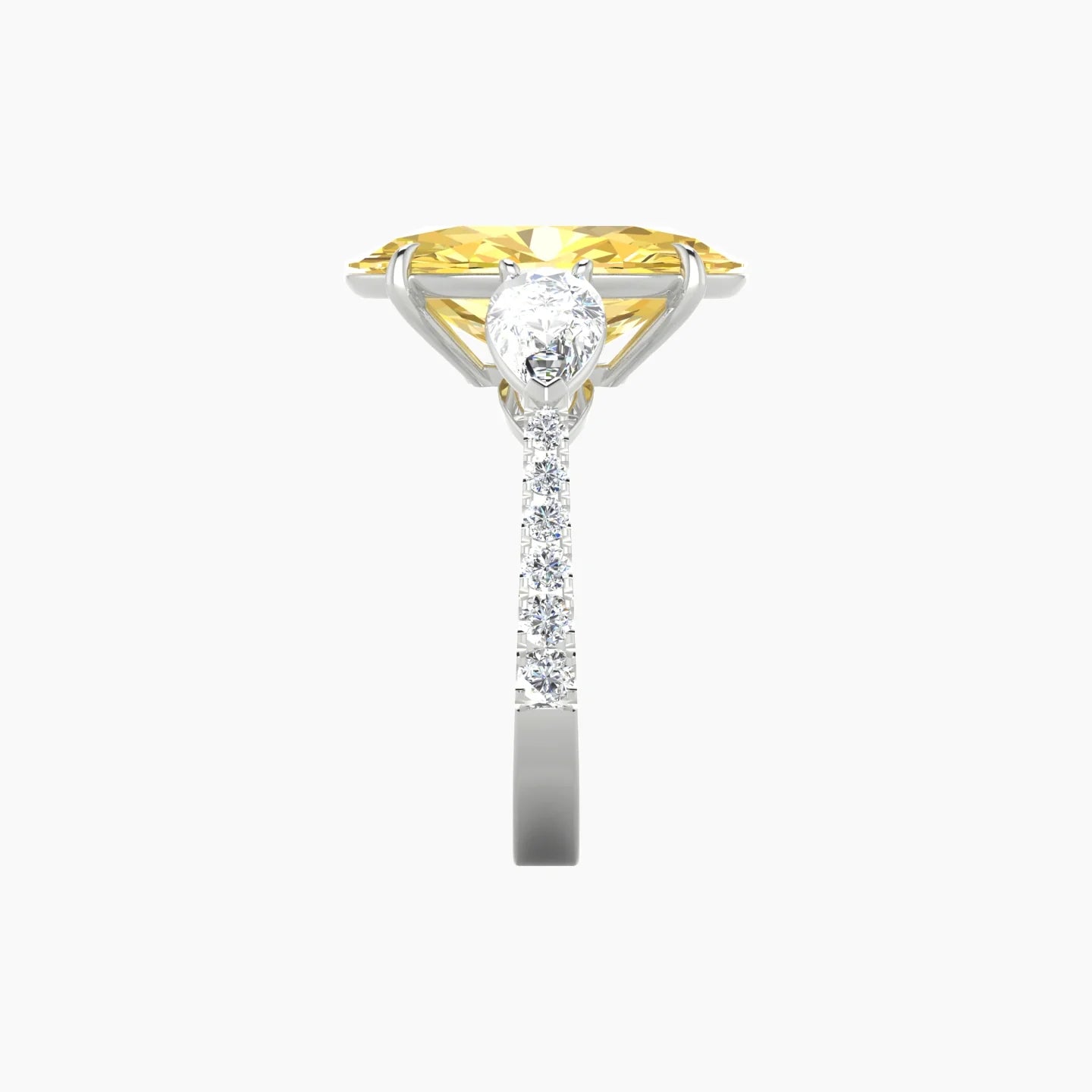 Simple Pear Trilogy with Reverse Shank | 18k White Gold 5 ct Oval Cut Ring