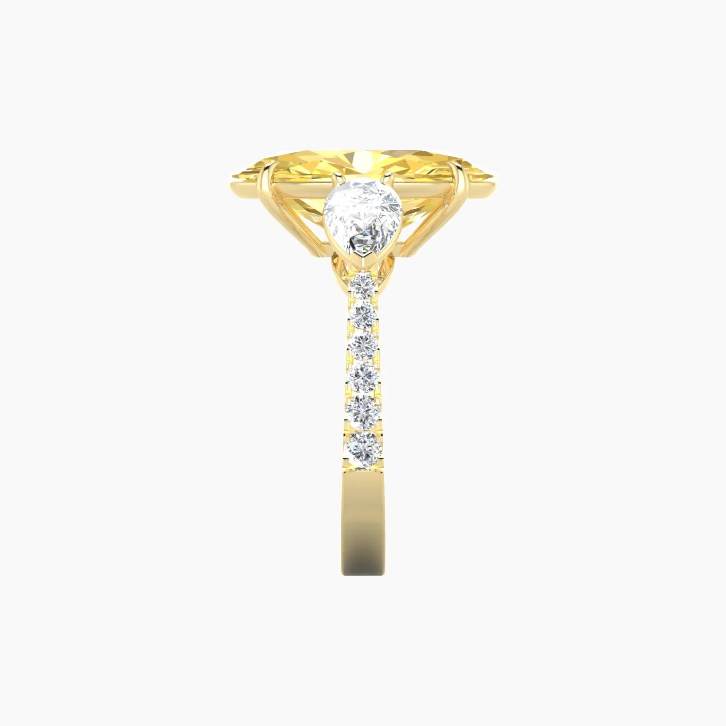 Simple Pear Trilogy with Reverse Shank | 18k Yellow Gold 5 ct Oval Cut Ring