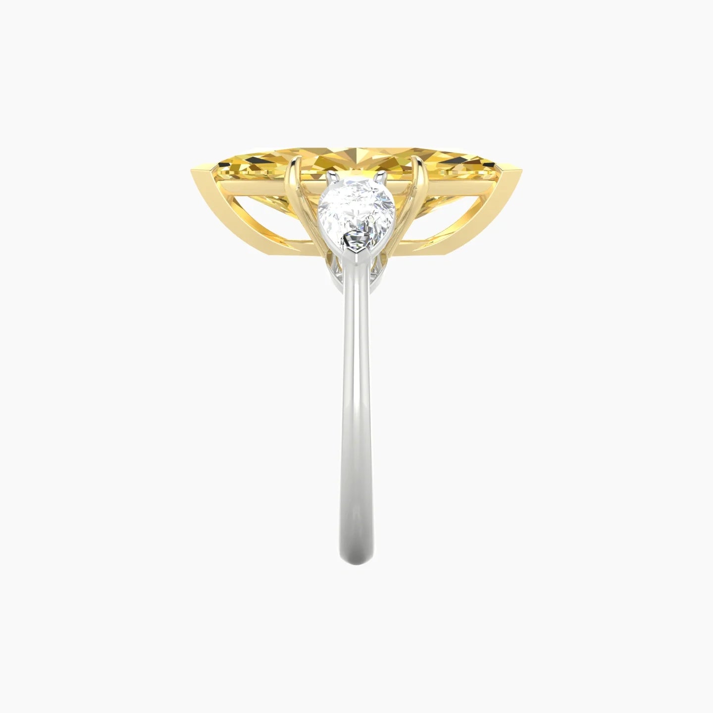 Simple Pear Trilogy | 18k White & Yellow Gold 5 ct Marquise Cut Ring