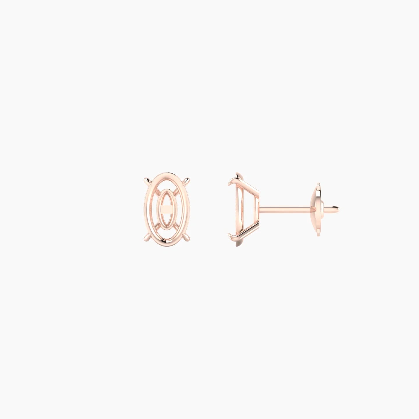 Solitaire | 18k Rose Gold 1-1.99 ct Oval Cut Earring Settings