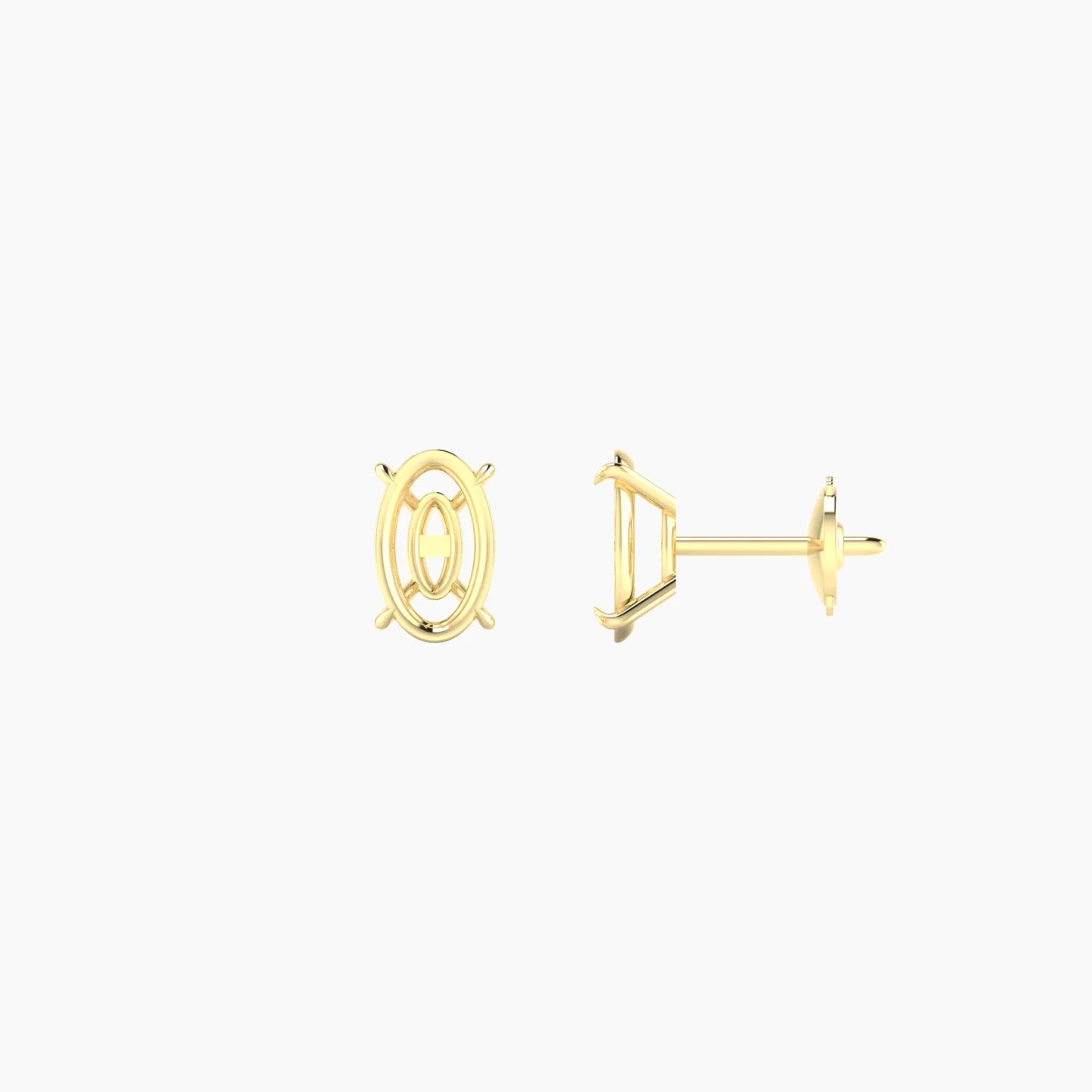 Solitaire | 18k Yellow Gold 1-1.99 ct Oval Cut Earring Settings