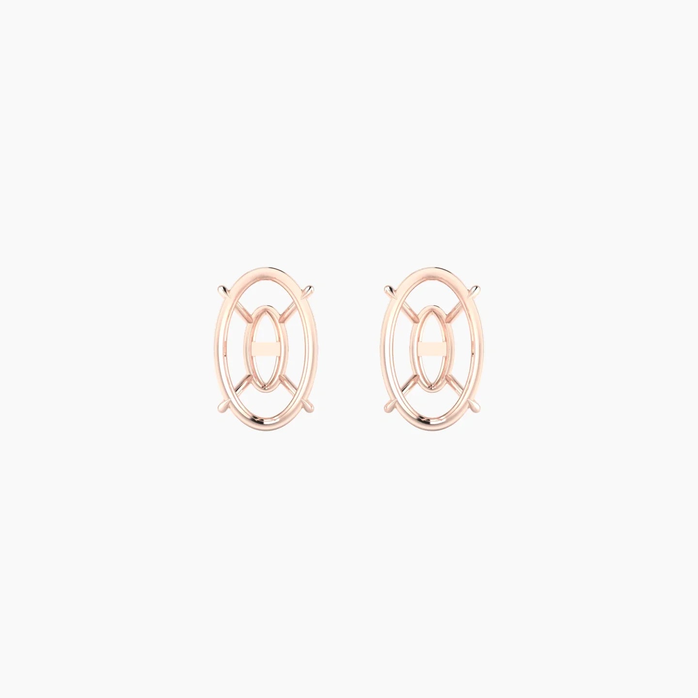 Solitaire | 18k Rose Gold 2-2.99 ct Oval Cut Earring Settings