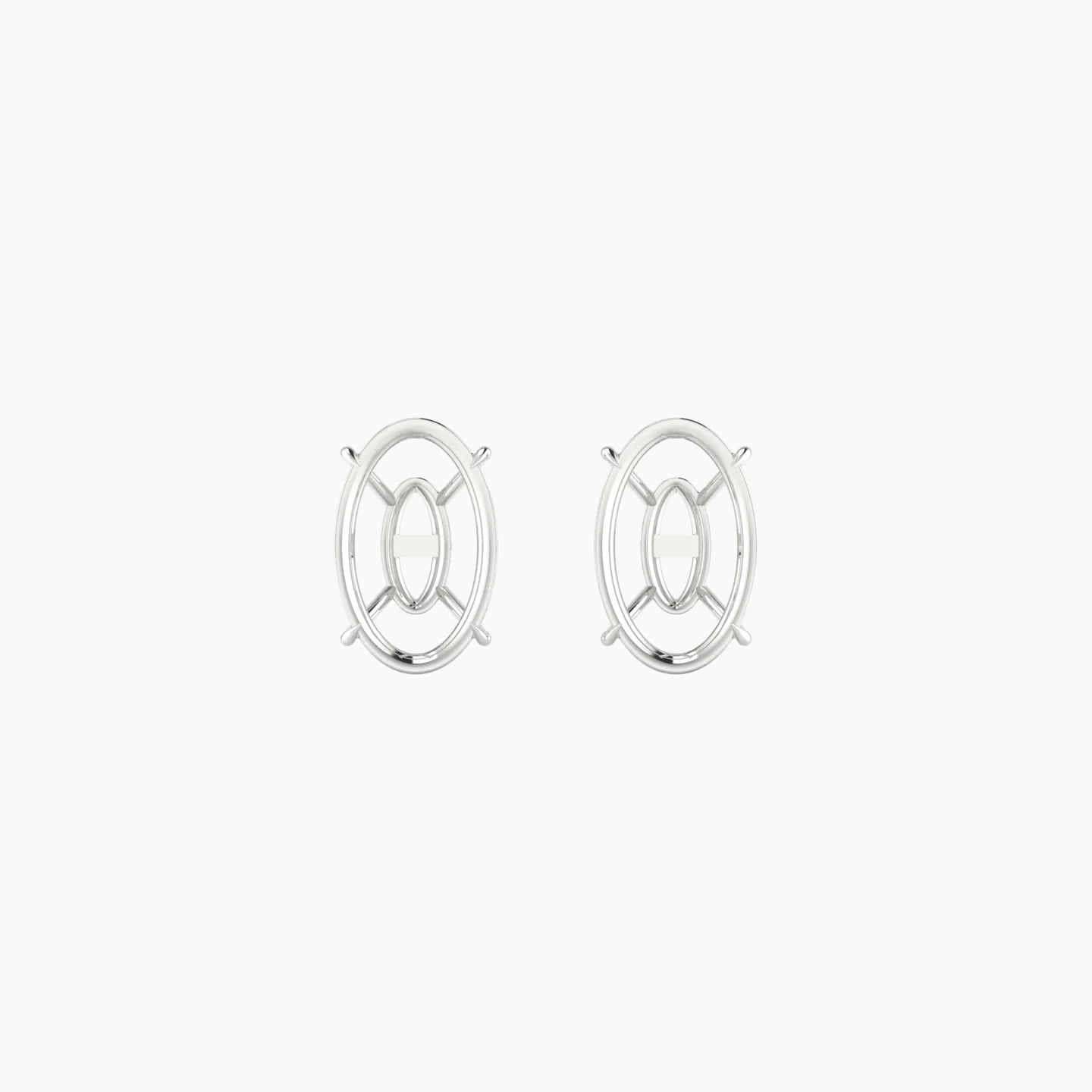 Solitaire | 18k White Gold 2-2.99 ct Oval Cut Earring Settings