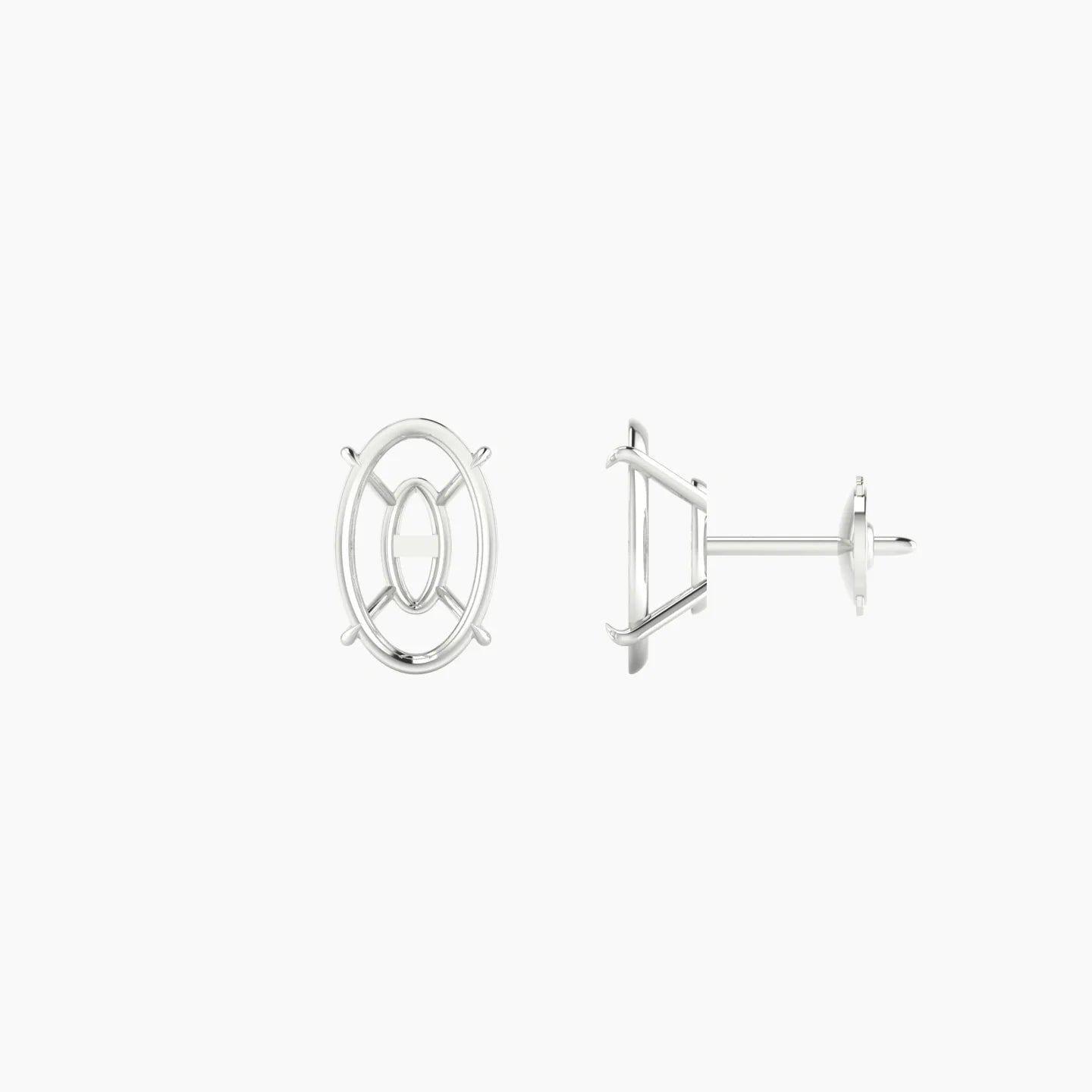 Solitaire | 18k White Gold 2-2.99 ct Oval Cut Earring Settings