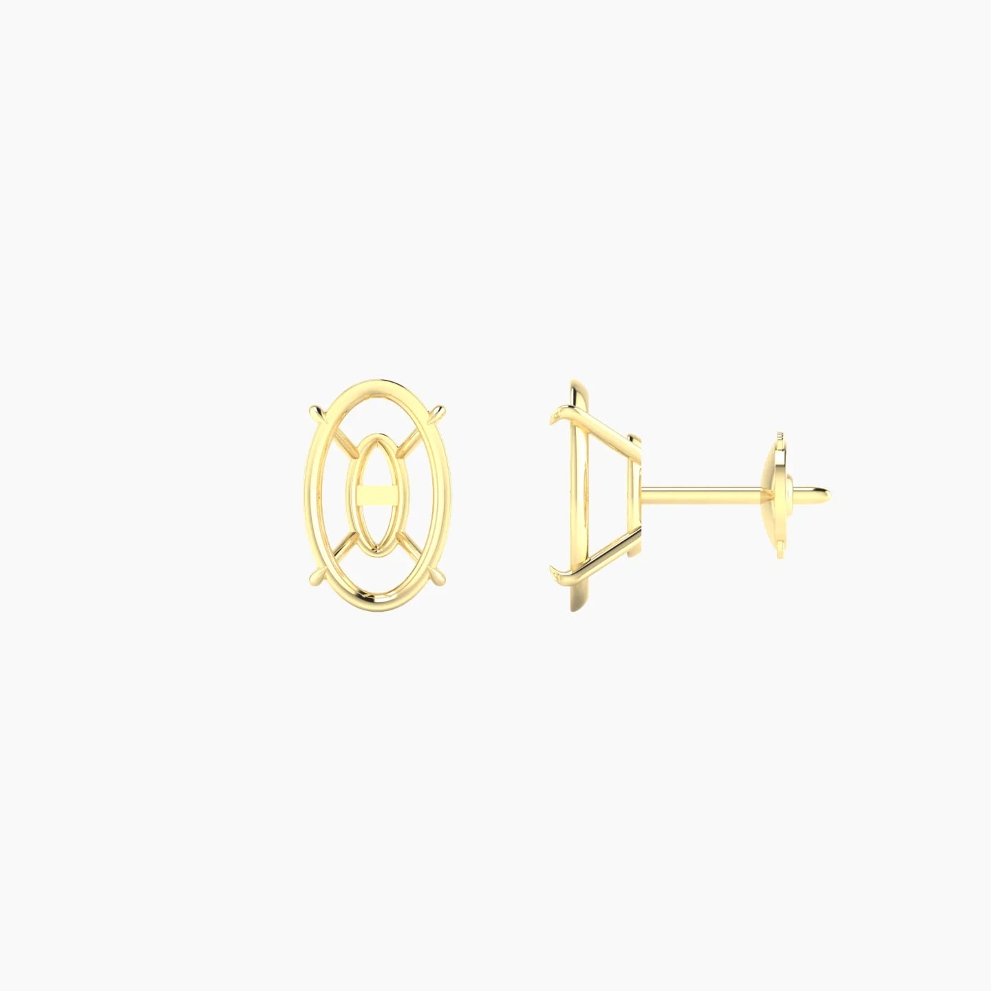 Solitaire | 18k Yellow Gold 2-2.99 ct Oval Cut Earring Settings
