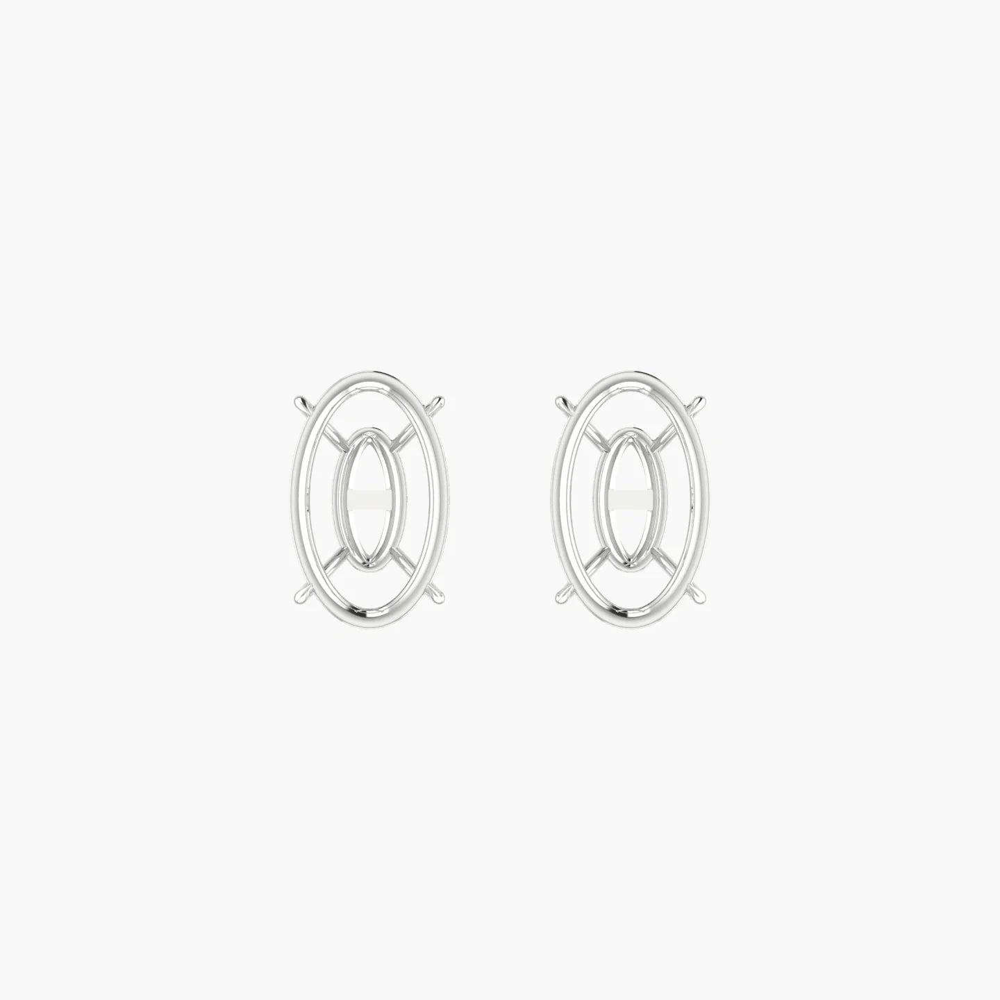 Solitaire | 18k White Gold 3-4.99 ct Oval Cut Earring Settings
