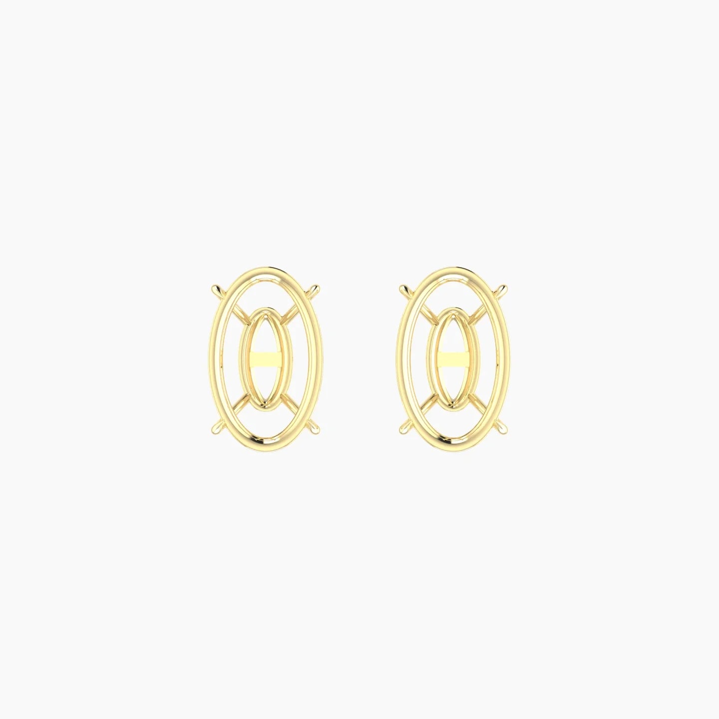 Solitaire | 18k Yellow Gold 3-4.99 ct Oval Cut Earring Settings