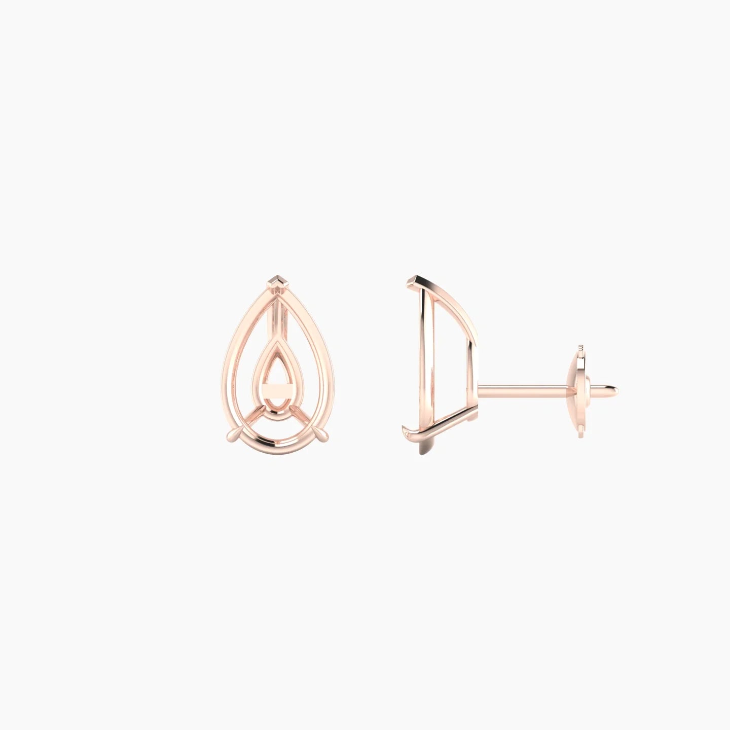 Solitaire | 18k Rose Gold 2-2.99 ct Pear Cut Earring Settings