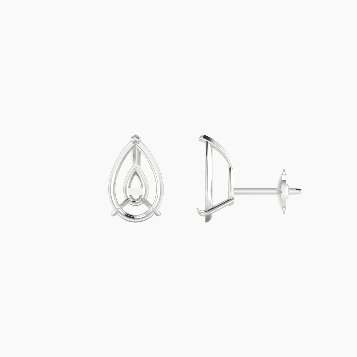 Solitaire | 18k White Gold 2-2.99 ct Pear Cut Earring Settings