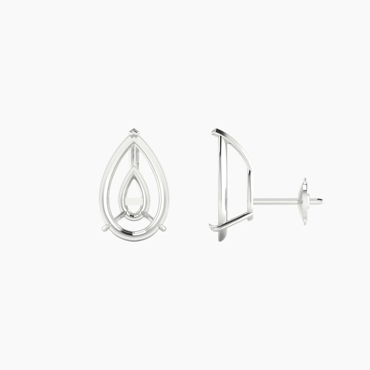 Solitaire | 18k White Gold 3-4.99 ct Pear Cut Earring Settings