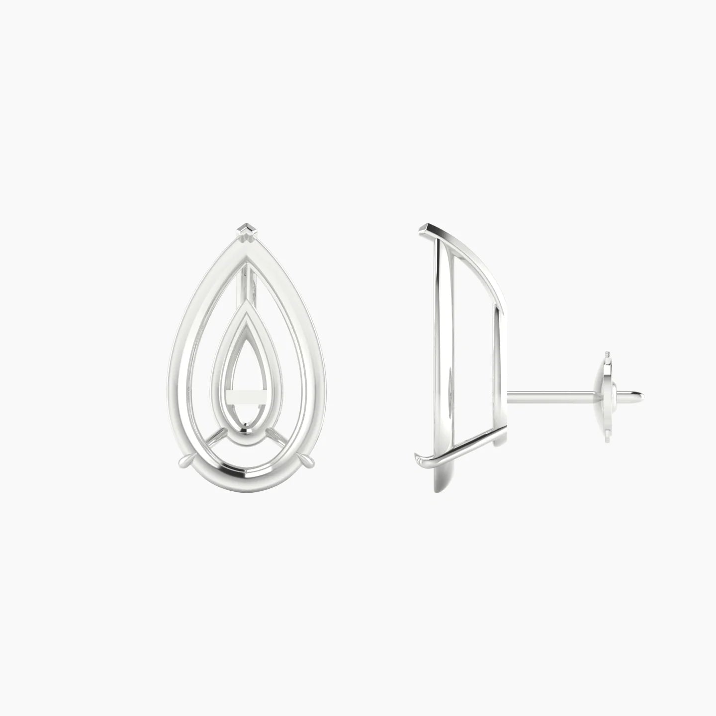 Solitaire | 18k White Gold 5-7.99 ct Pear Cut Earring Settings