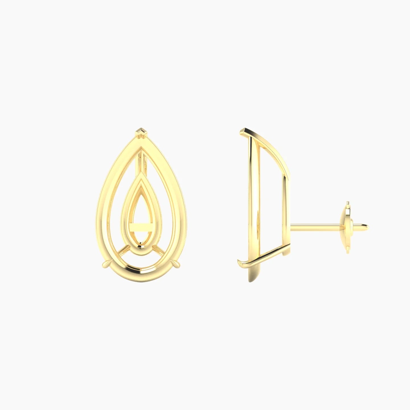 Solitaire | 18k Yellow Gold 5-7.99 ct Pear Cut Earring Settings
