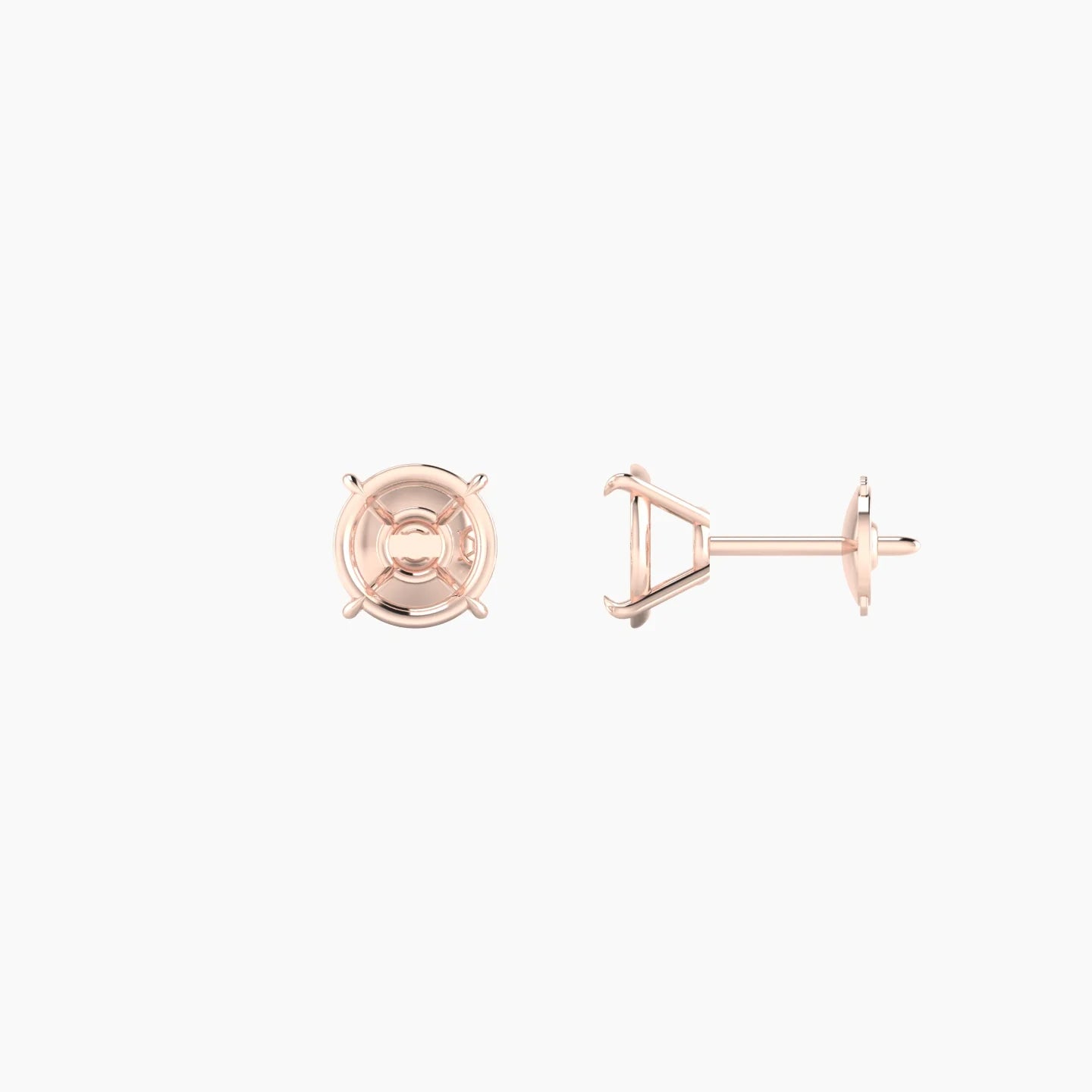Solitaire | 18k Rose Gold 1-1.99 ct Round Cut Earring Settings