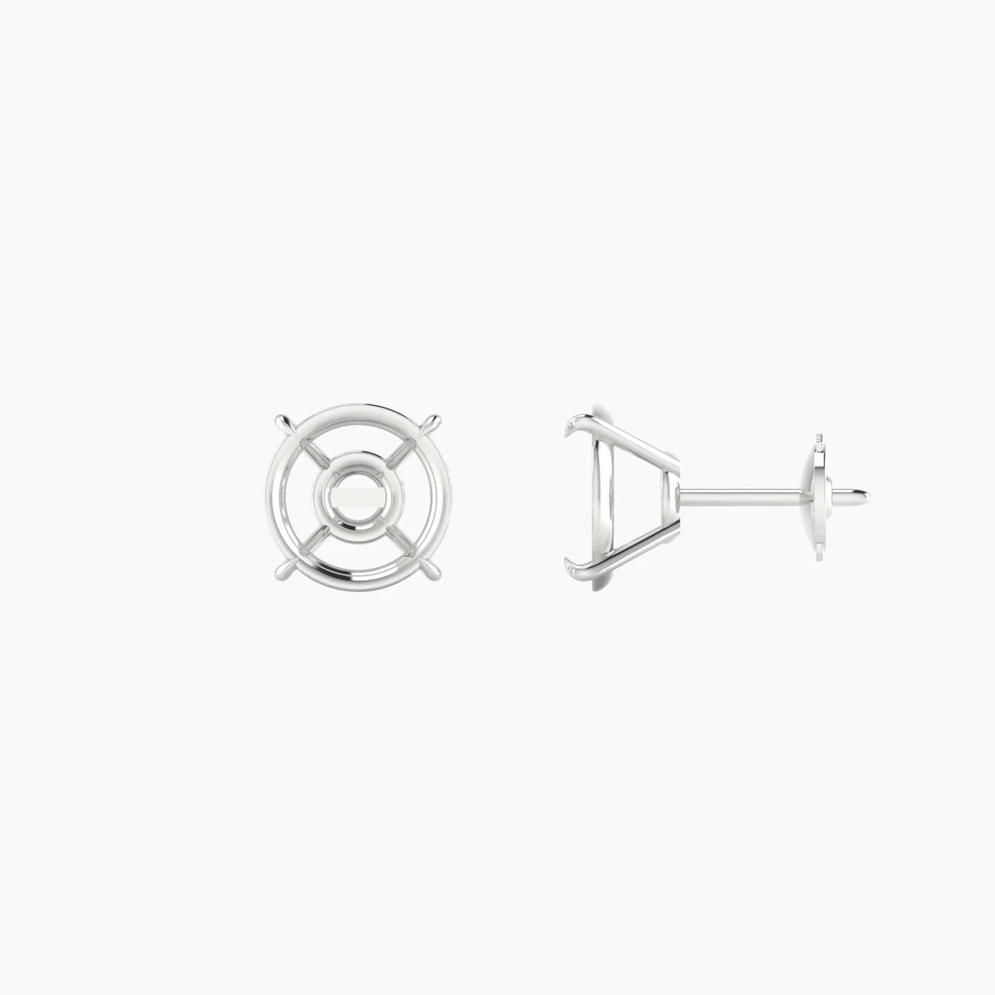 Solitaire | 18k White Gold 2-2.99 ct Round Cut Earring Settings
