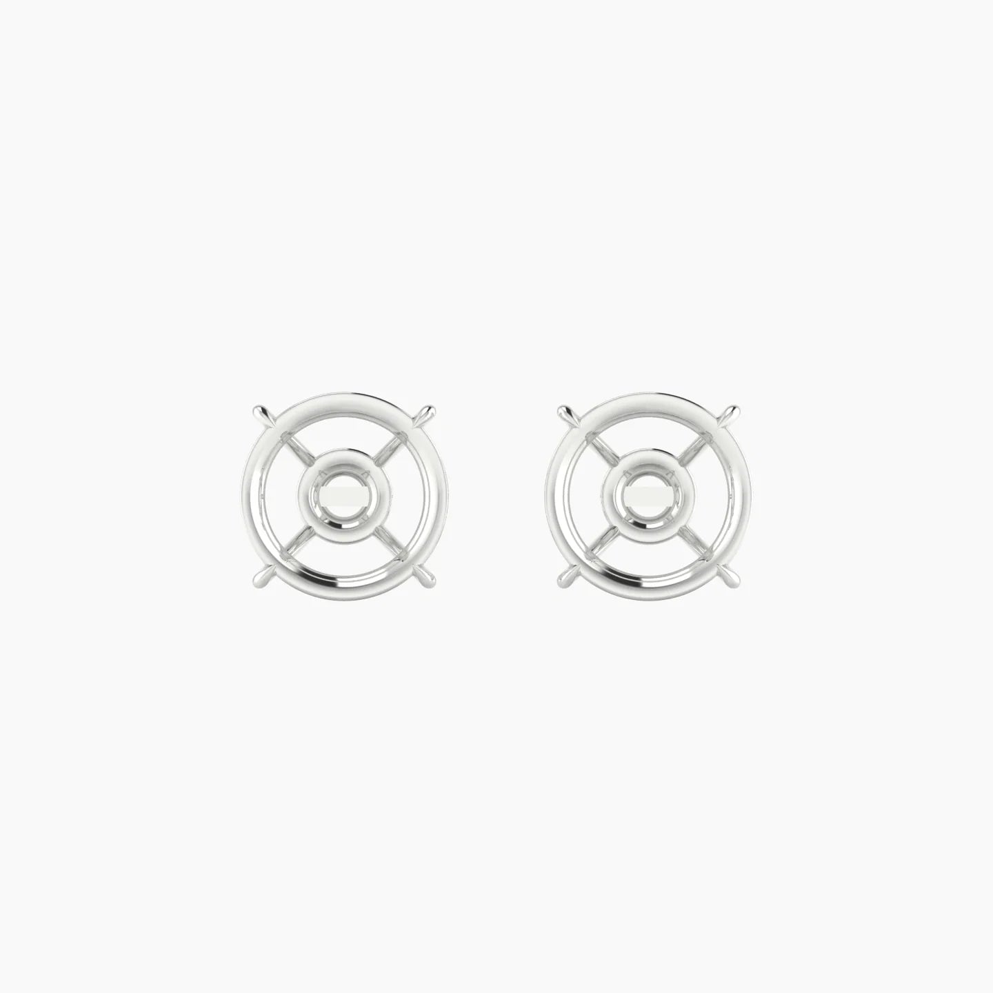 Solitaire | 18k White Gold 3-4.99 ct Round Cut Earring Settings