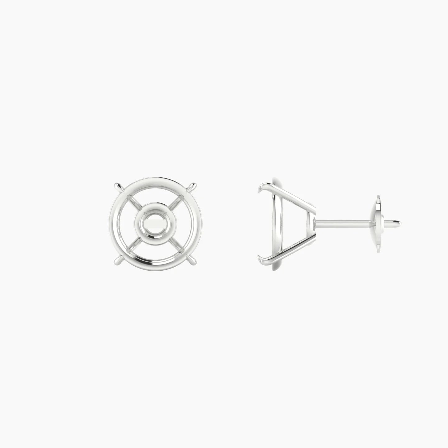 Solitaire | 18k White Gold 3-4.99 ct Round Cut Earring Settings