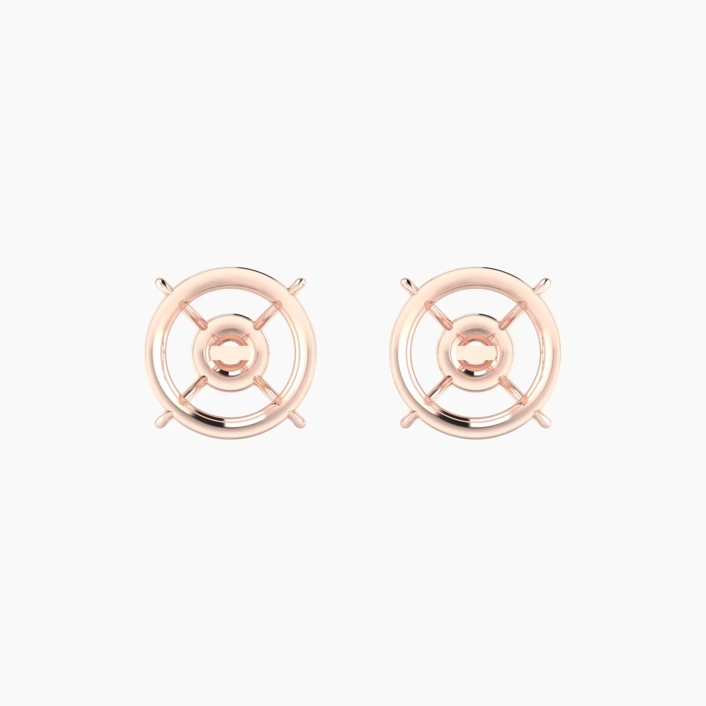 Solitaire | 18k Rose Gold 5-7.99 ct Round Cut Earring Settings