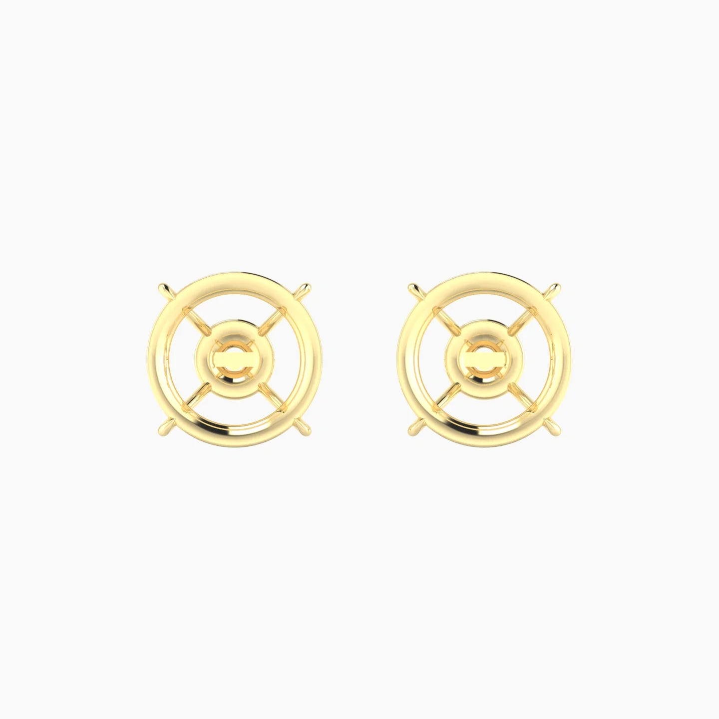 Solitaire | 18k Yellow Gold 5-7.99 ct Round Cut Earring Settings