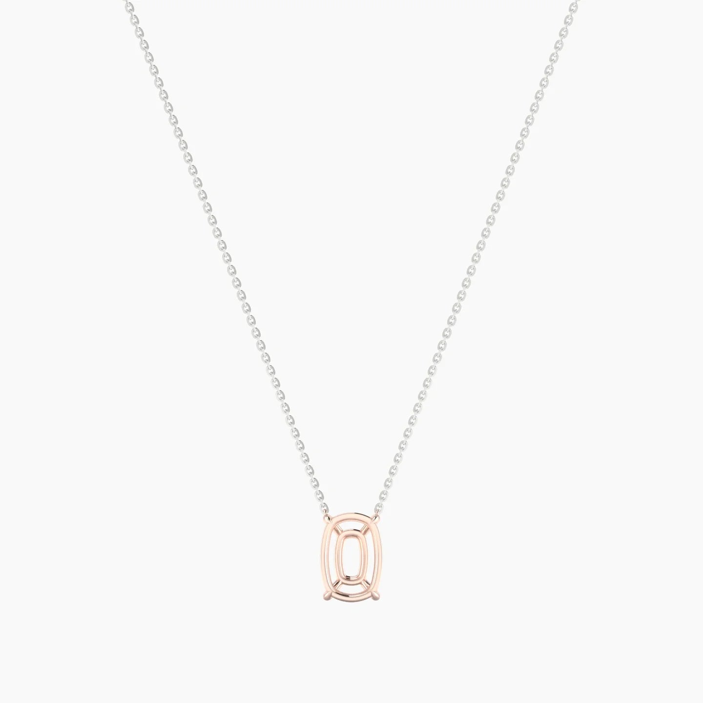 Solitaire | 18k White & Rose Gold 3-4.99 ct Cushion Cut Pendant Setting