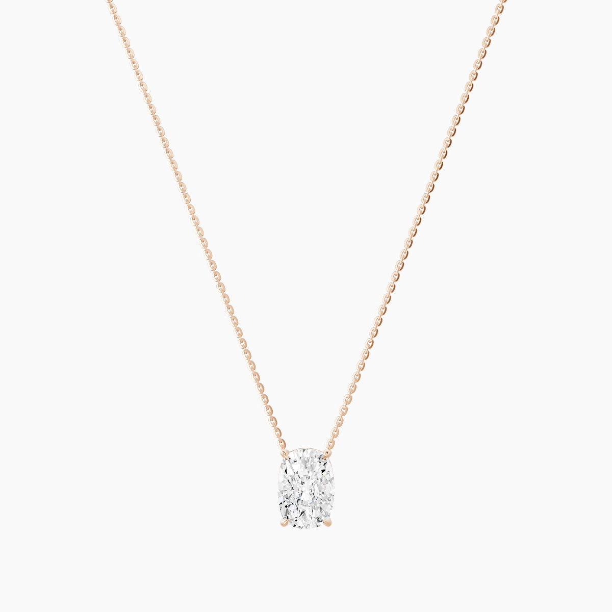 Solitaire | 18k Rose Gold 3 ct White Lab Diamond Cushion Pendant