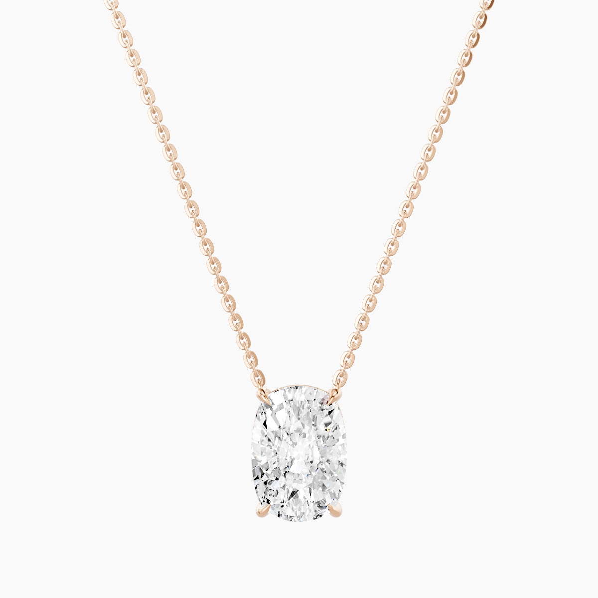 Solitaire | 18k Rose Gold 3 ct White Lab Diamond Cushion Pendant