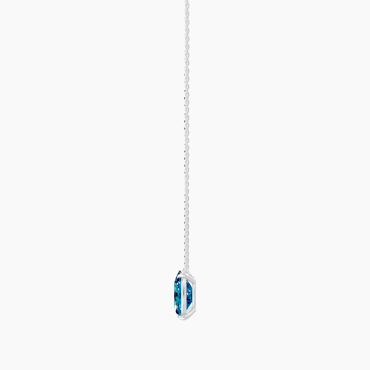 Solitaire | 18k White Gold 3 ct Blue Lab Diamond Cushion Pendant