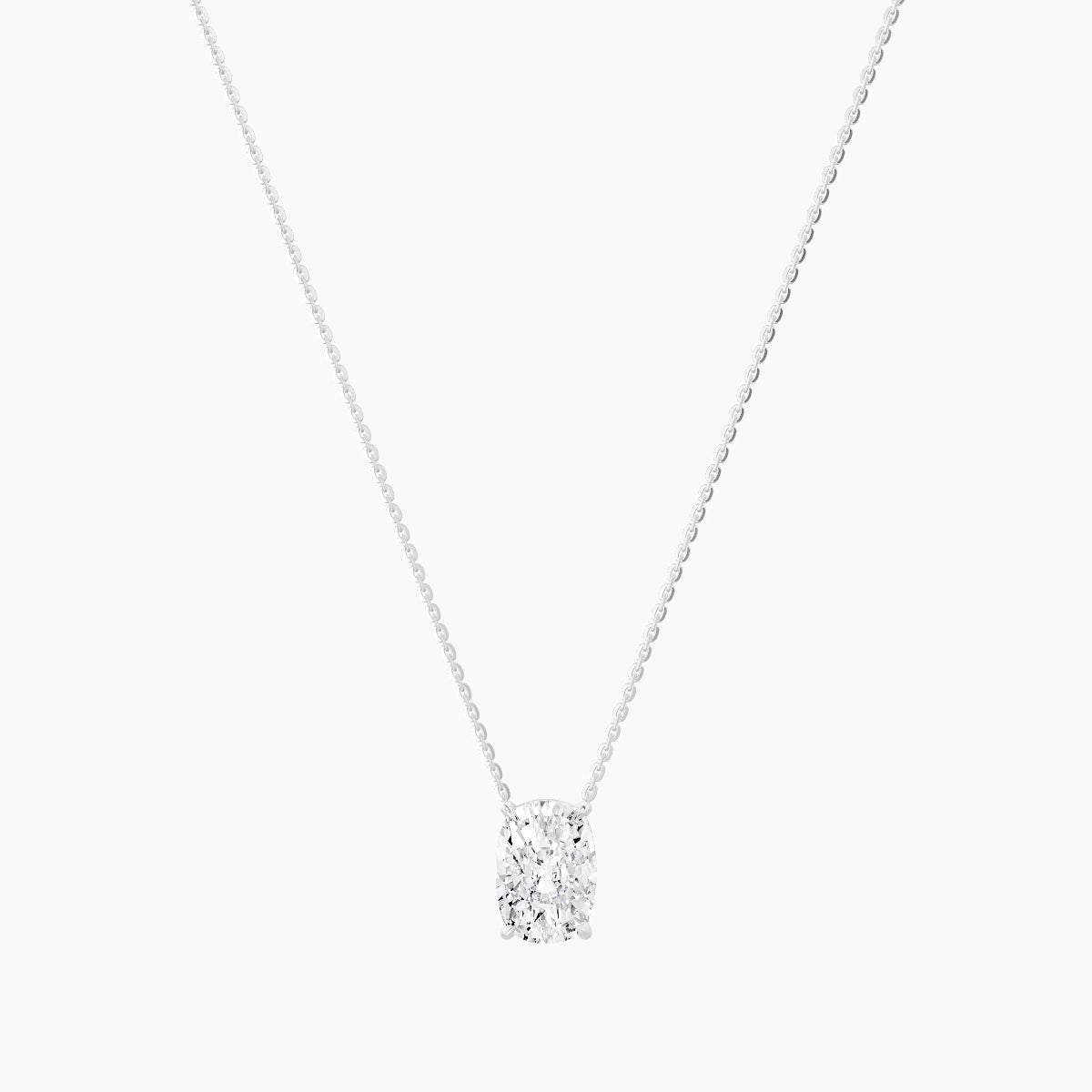 Solitaire | 18k White Gold 3 ct White Lab Diamond Cushion Pendant
