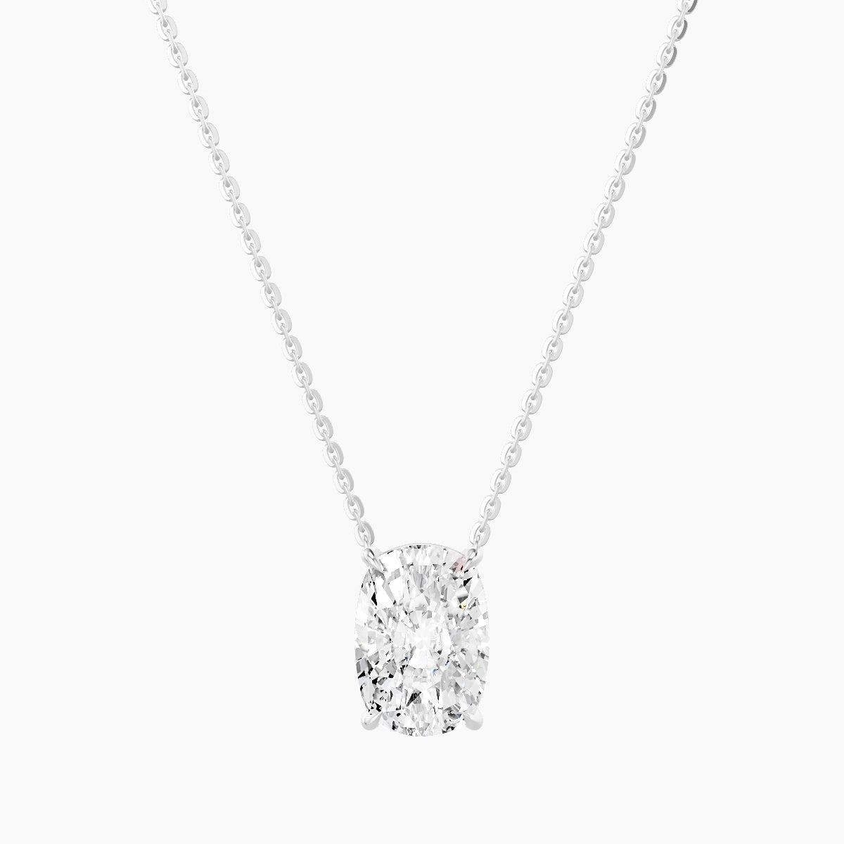 Solitaire | 18k White Gold 3 ct White Lab Diamond Cushion Pendant
